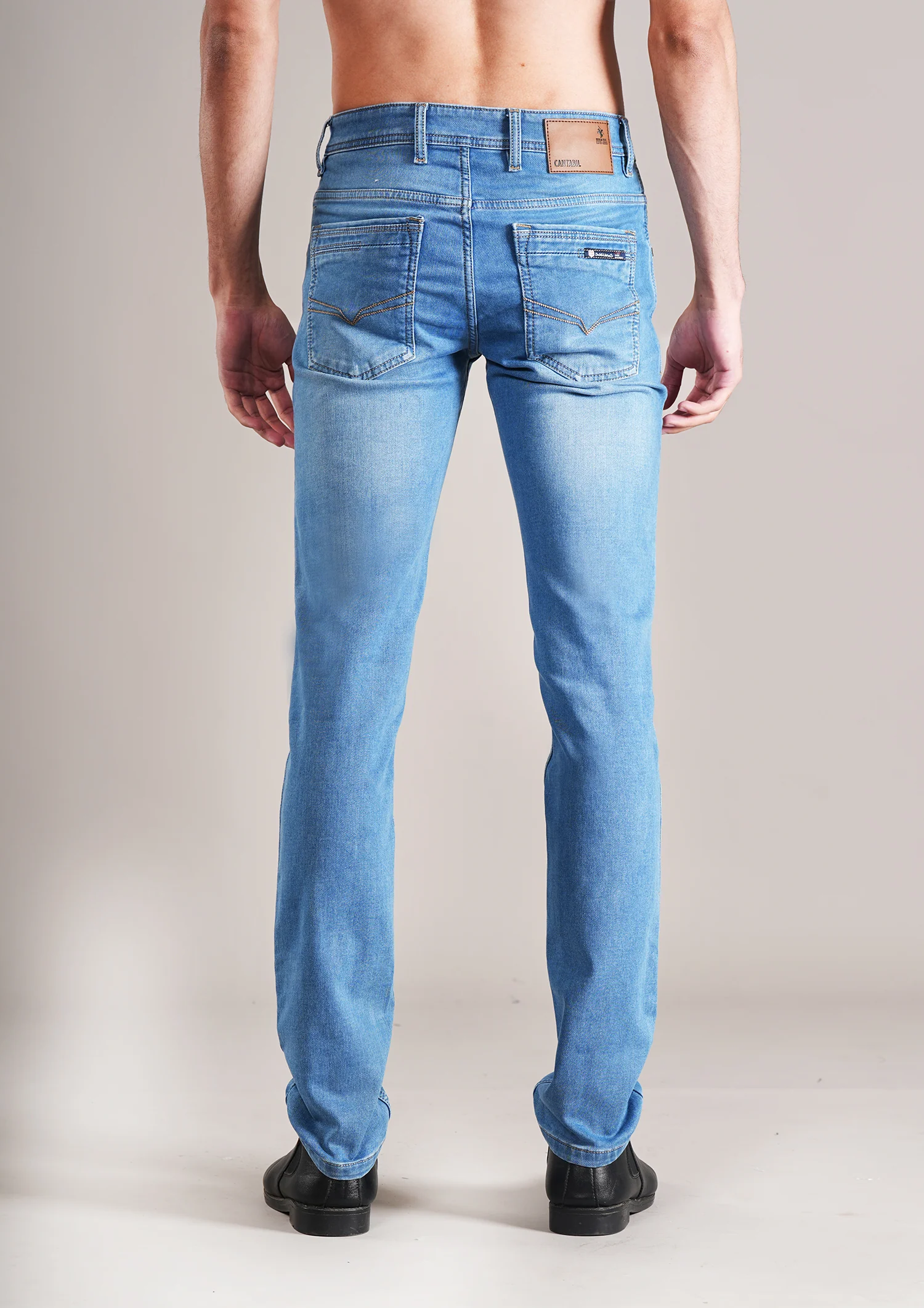 Denim Jeans for Men l Breathable & Soft with Color Fastness Ultra Narrow Fit Cotton Fabric Solid Pattern Button Closure - Image 5
