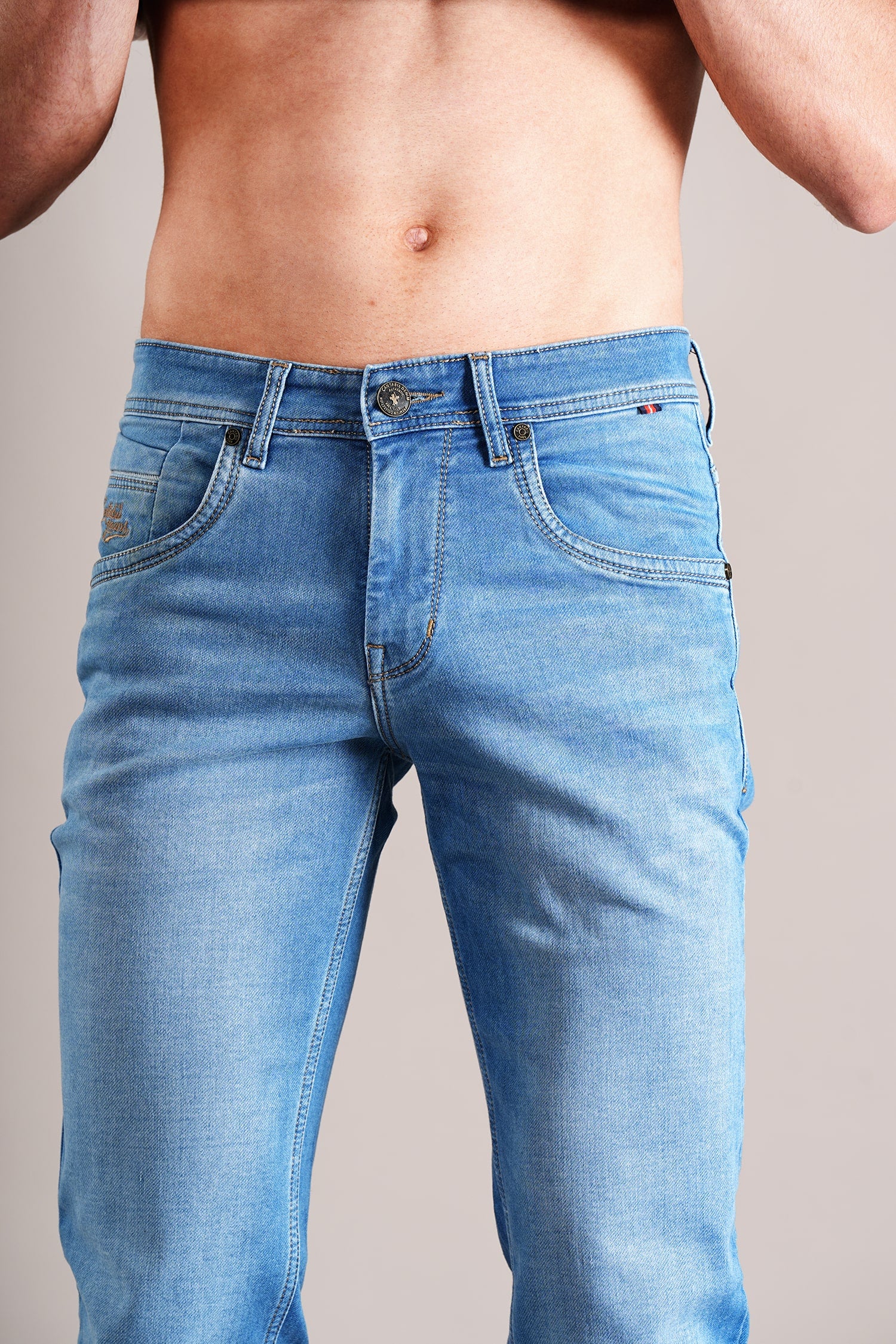 Denim Jeans for Men l Breathable & Soft with Color Fastness Ultra Narrow Fit Cotton Fabric Solid Pattern Button Closure - Image 6