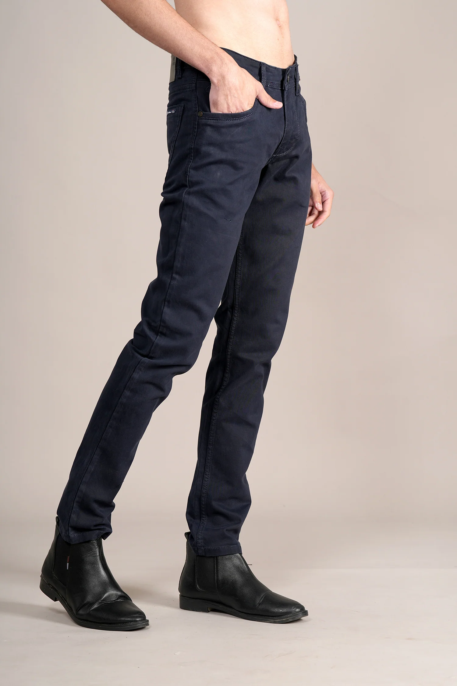 Denim Jeans for Men l Breathable & Soft with Color Fastness Ultra Narrow Fit Cotton Fabric Solid Pattern Button Closure - Image 4