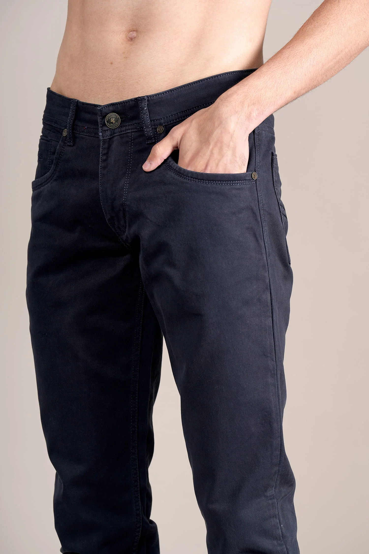 Denim Jeans for Men l Breathable & Soft with Color Fastness Ultra Narrow Fit Cotton Fabric Solid Pattern Button Closure - Image 6