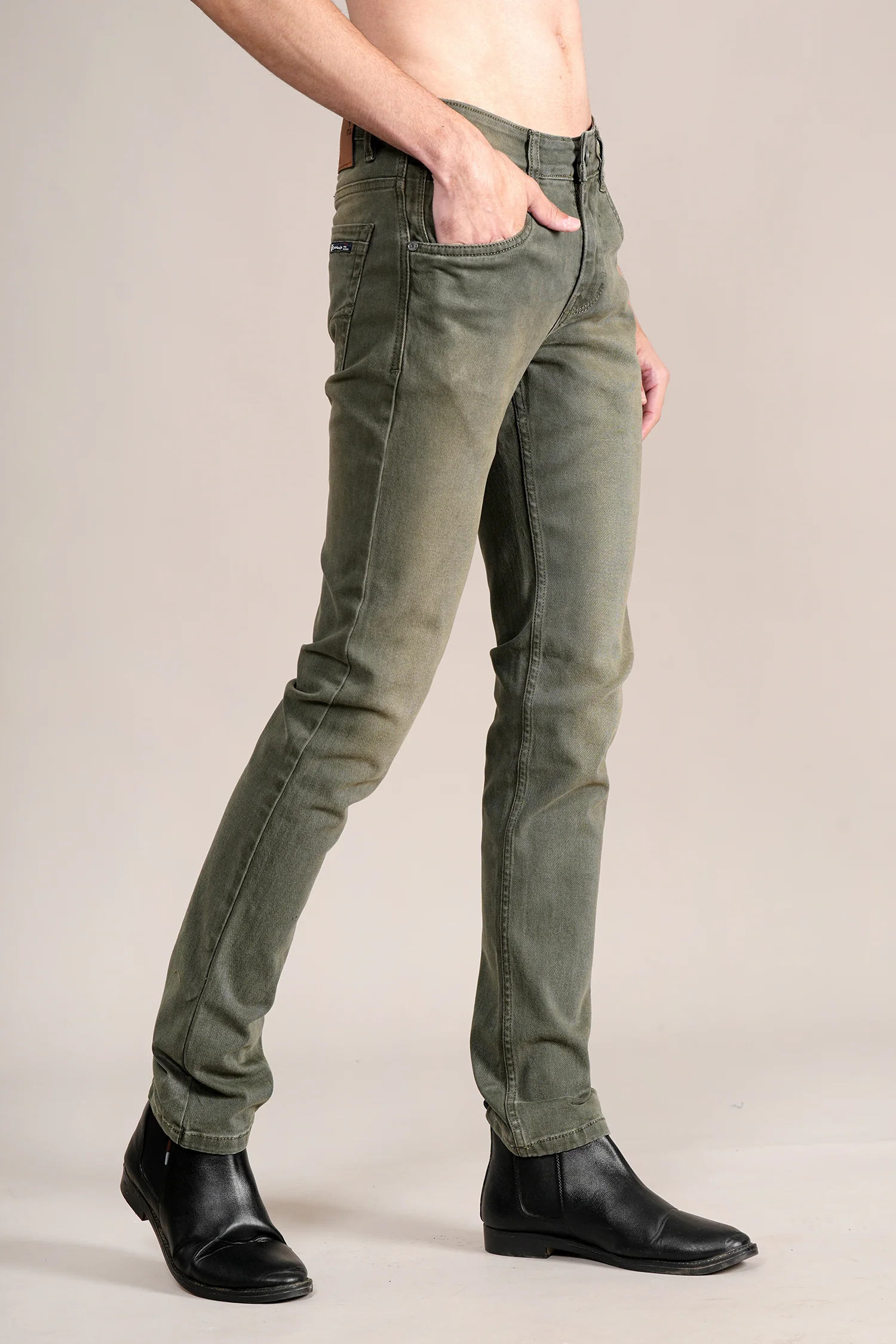 Denim Jeans for Men l Breathable & Soft with Color Fastness Ultra Narrow Fit Cotton Fabric Solid Pattern Button Closure - Image 4
