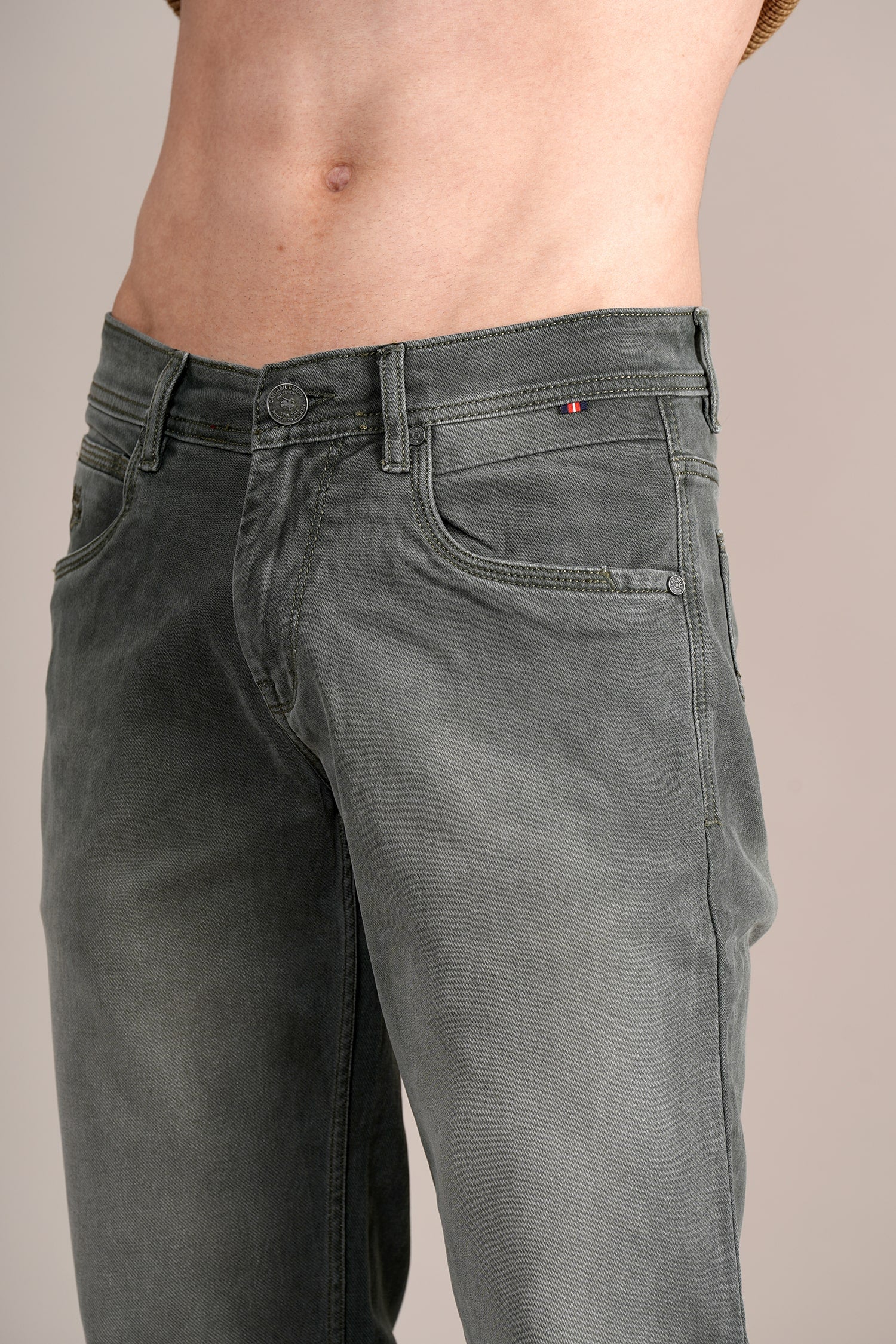 Denim Jeans for Men l Breathable & Soft with Color Fastness Ultra Narrow Fit Cotton Fabric Solid Pattern Button Closure - Image 6