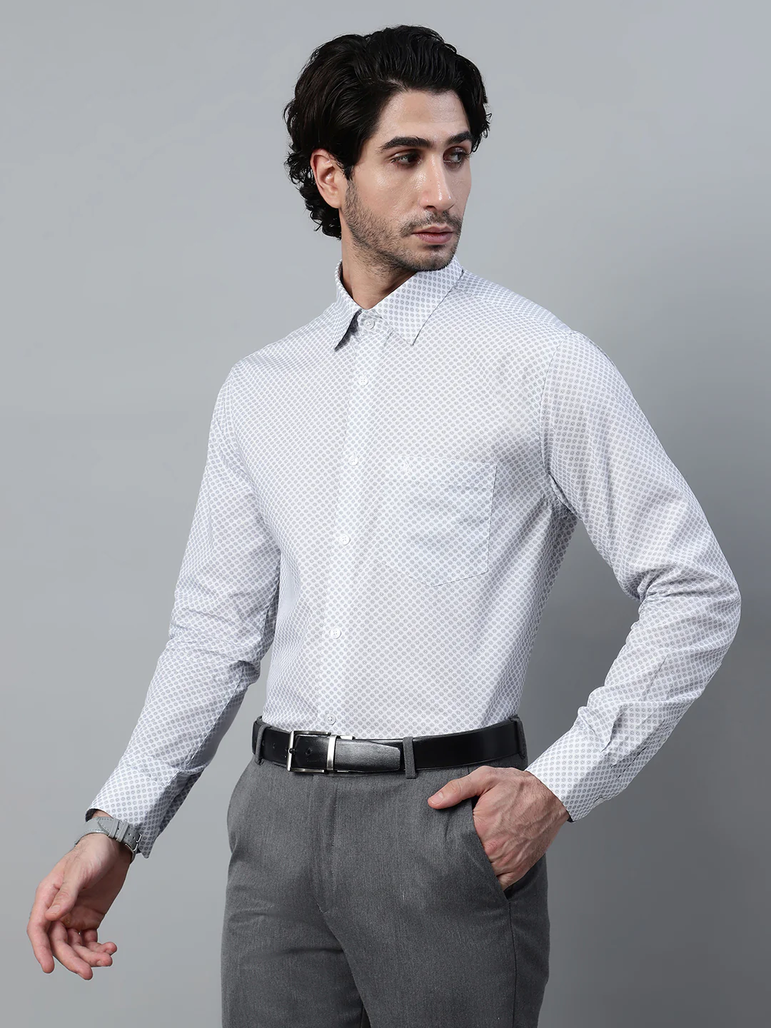 Formal Shirt for Men l Breathable & Soft with Color Fastness Regular Fit Spread Collar Neck Cotton Fabric Printed Pattern - Image 3