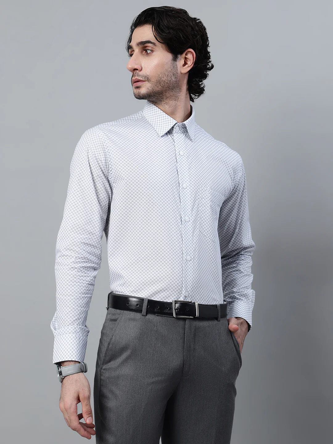 Formal Shirt for Men l Breathable & Soft with Color Fastness Regular Fit Spread Collar Neck Cotton Fabric Printed Pattern - Image 4