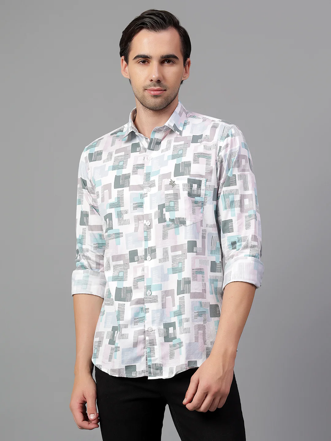 Casual Shirt for Men | Breathable & Soft with Color Fastness Regular Fit Spread Collar Neck Cotton Fabric Printed Pattern - Image 3