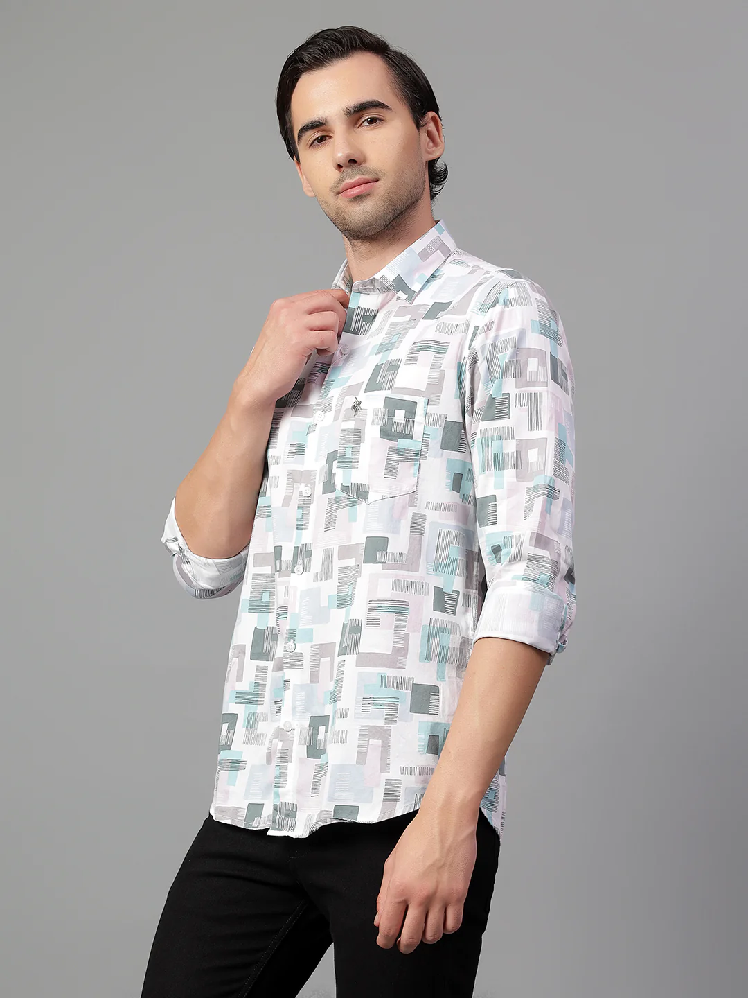 Casual Shirt for Men | Breathable & Soft with Color Fastness Regular Fit Spread Collar Neck Cotton Fabric Printed Pattern - Image 4