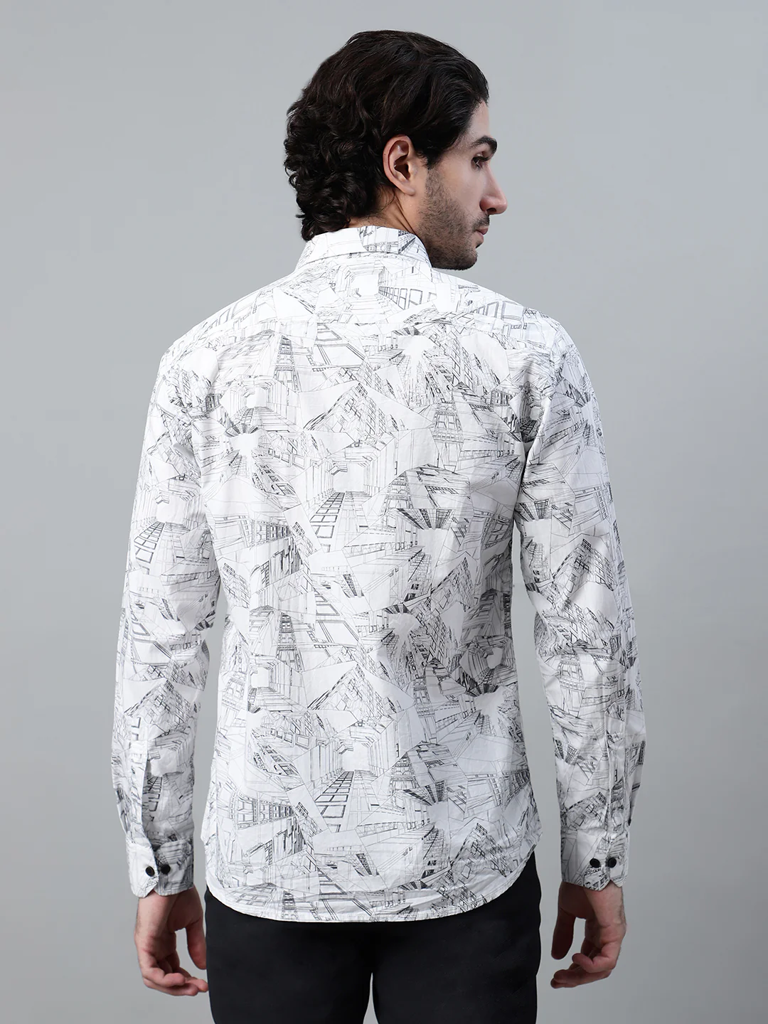 Casual Shirt for Men | Breathable & Soft with Color Fastness Regular Fit Spread Collar Neck Cotton Fabric Printed Pattern - Image 2
