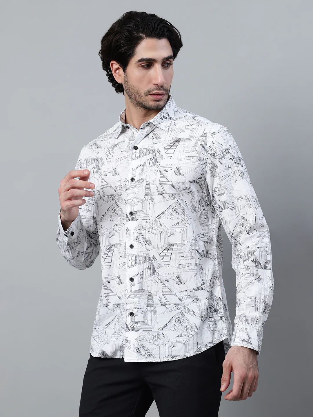 Casual Shirt for Men | Breathable & Soft with Color Fastness Regular Fit Spread Collar Neck Cotton Fabric Printed Pattern - Image 3