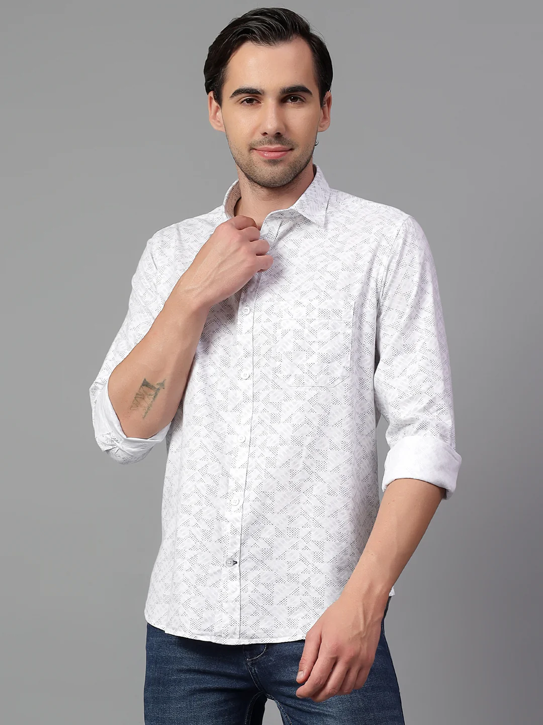 Casual Shirt for Men | Breathable & Soft with Color Fastness Regular Fit Spread Collar Neck Cotton Fabric Printed Pattern - Image 2