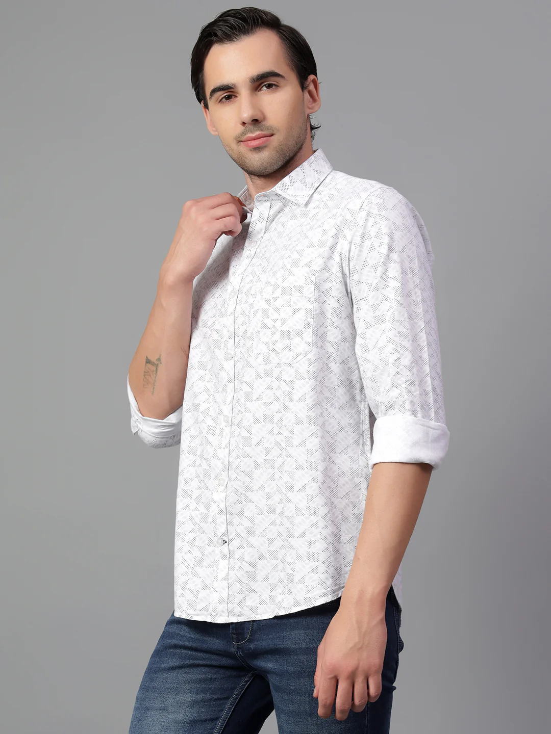 Casual Shirt for Men | Breathable & Soft with Color Fastness Regular Fit Spread Collar Neck Cotton Fabric Printed Pattern - Image 4