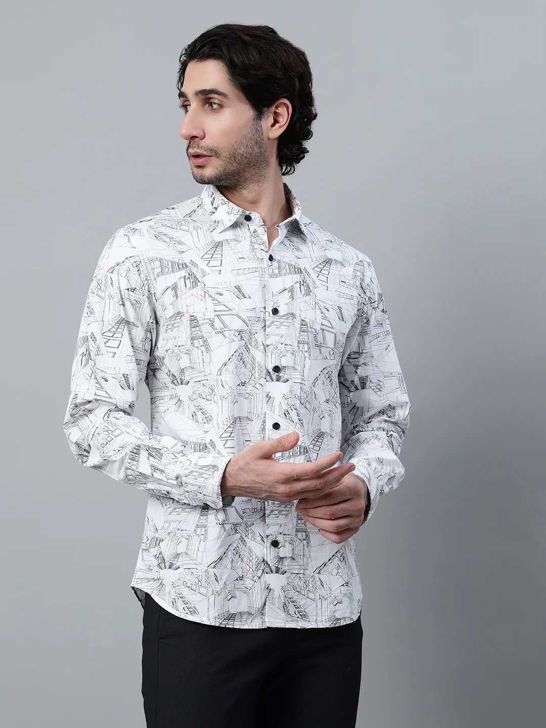 Casual Shirt for Men | Breathable & Soft with Color Fastness Regular Fit Spread Collar Neck Cotton Fabric Printed Pattern - Image 4