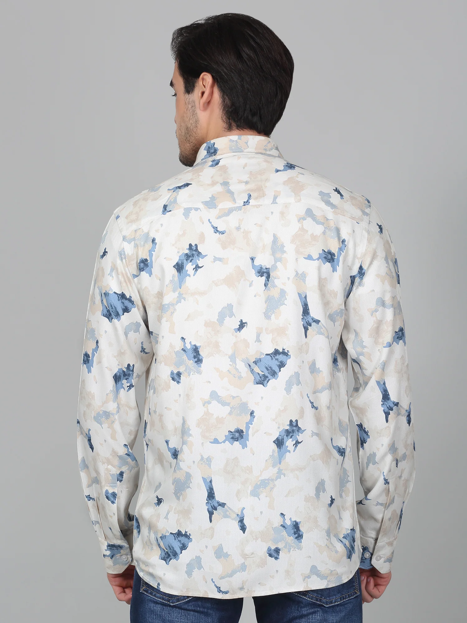Casual Shirt for Men | Breathable & Soft with Color Fastness Regular Fit Spread Collar Neck Cotton Fabric Printed Pattern - Image 3
