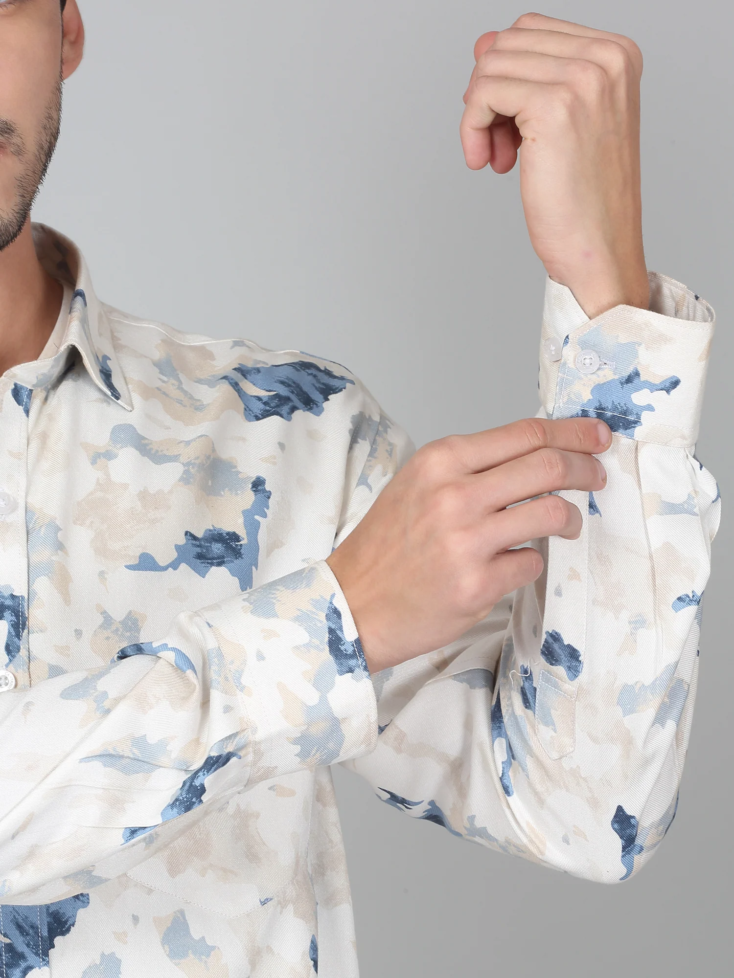 Casual Shirt for Men | Breathable & Soft with Color Fastness Regular Fit Spread Collar Neck Cotton Fabric Printed Pattern - Image 4