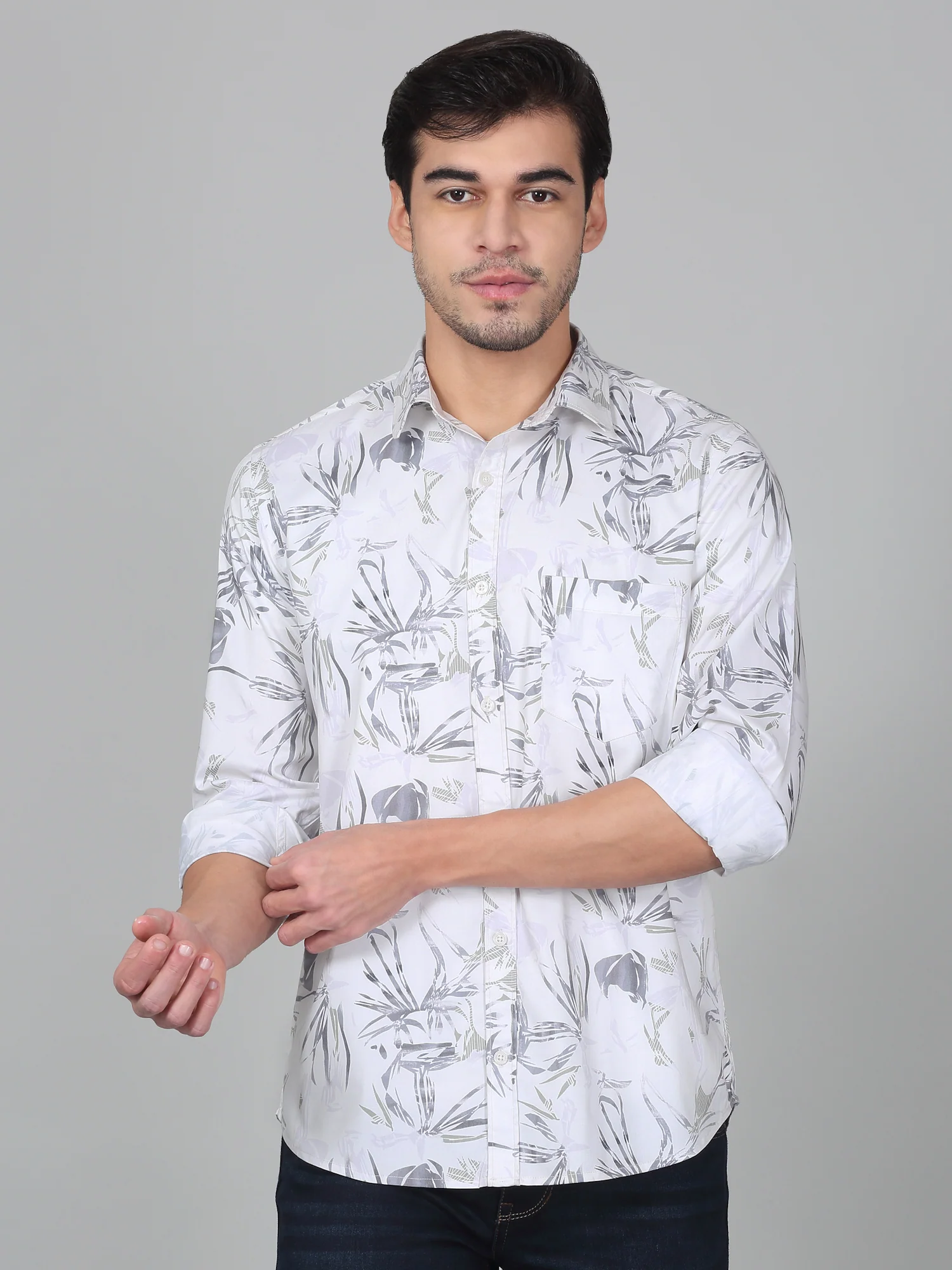 Casual Shirt for Men | Breathable & Soft with Color Fastness Regular Fit Spread Collar Neck Poly Cotton Fabric Printed Pattern - Image 4