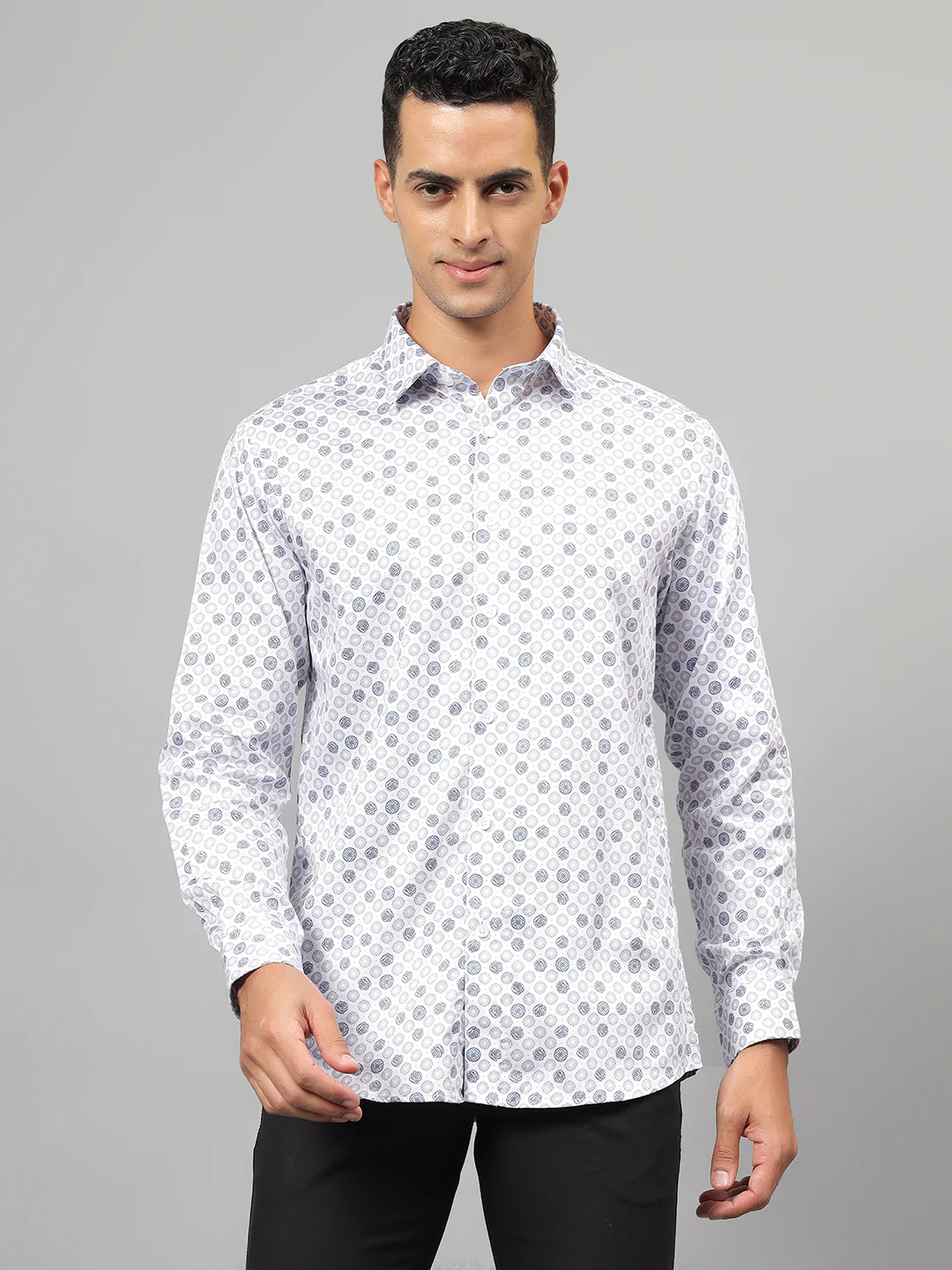 Formal Shirt for Men l Breathable & Soft with Color Fastness Regular Fit Spread Collar Neck Cotton Fabric Printed Pattern - Image 3