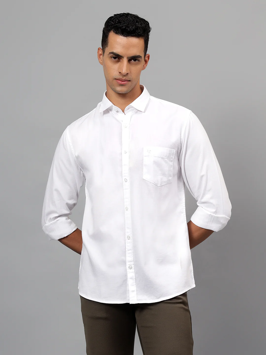 Casual Shirt for Men | Breathable & Soft with Color Fastness Regular Fit Spread Collar Neck Cotton Fabric Self Design Pattern - Image 3