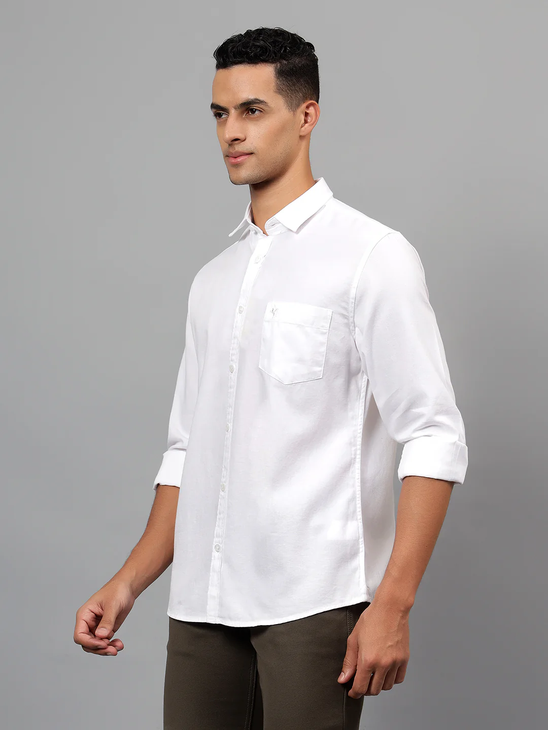 Casual Shirt for Men | Breathable & Soft with Color Fastness Regular Fit Spread Collar Neck Cotton Fabric Self Design Pattern - Image 4