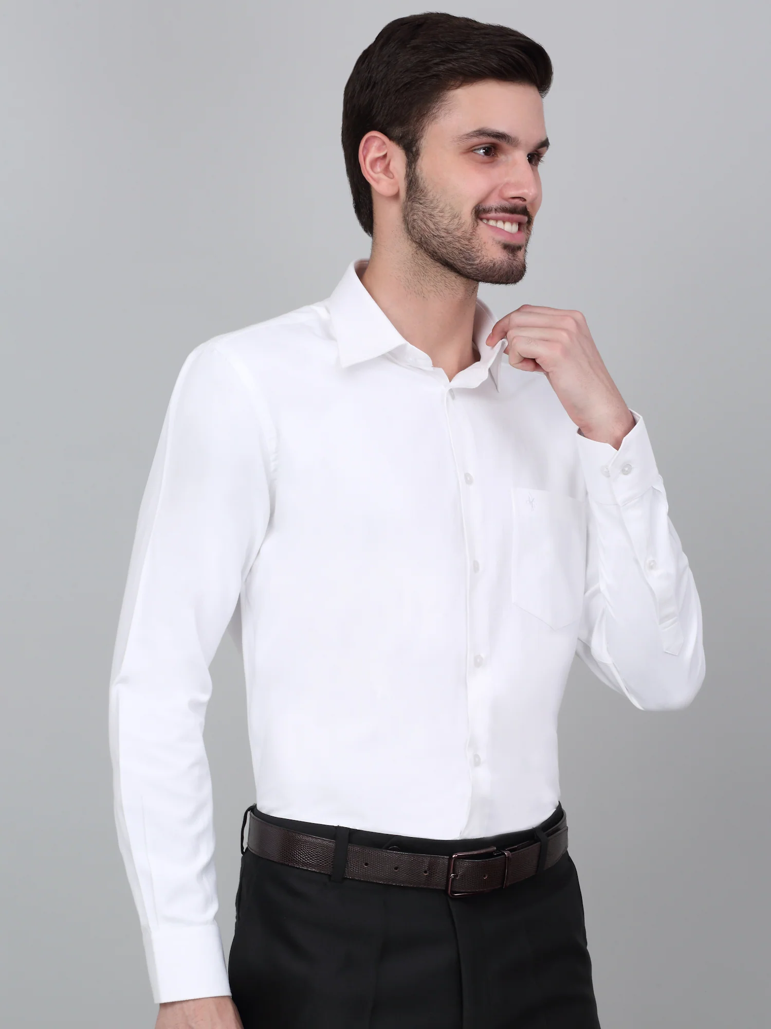 Formal Shirt for Men l Breathable & Soft with Color Fastness Regular Fit Spread Collar Neck Cotton Blend Fabric Self Design Pattern - Image 3