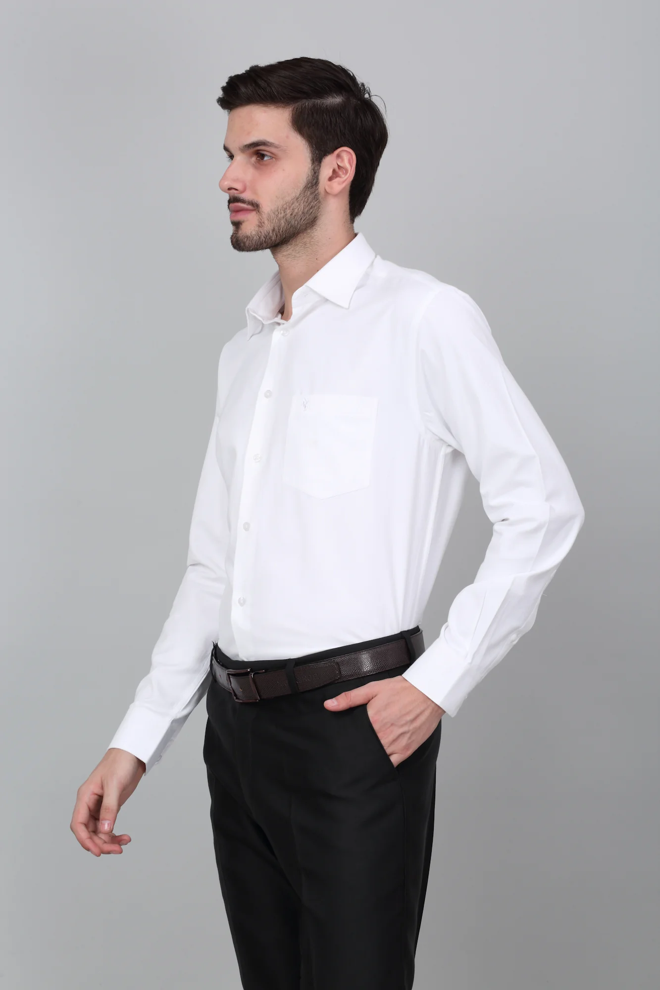 Formal Shirt for Men l Breathable & Soft with Color Fastness Regular Fit Spread Collar Neck Cotton Blend Fabric Self Design Pattern - Image 4