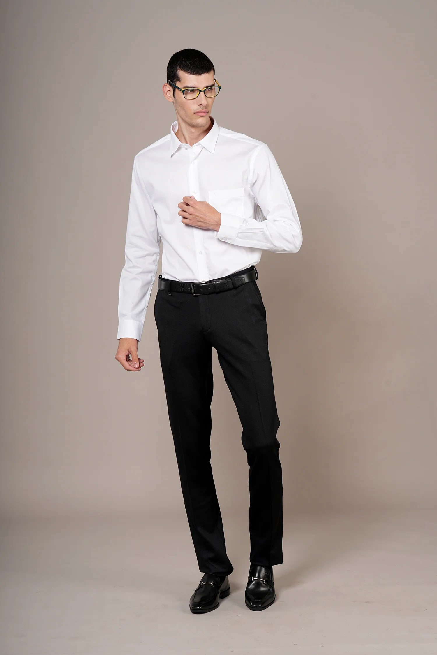 Formal Shirt for Men l Breathable & Soft with Color Fastness Regular Fit Spread Collar Neck Cotton Fabric Self Design Pattern - Image 2