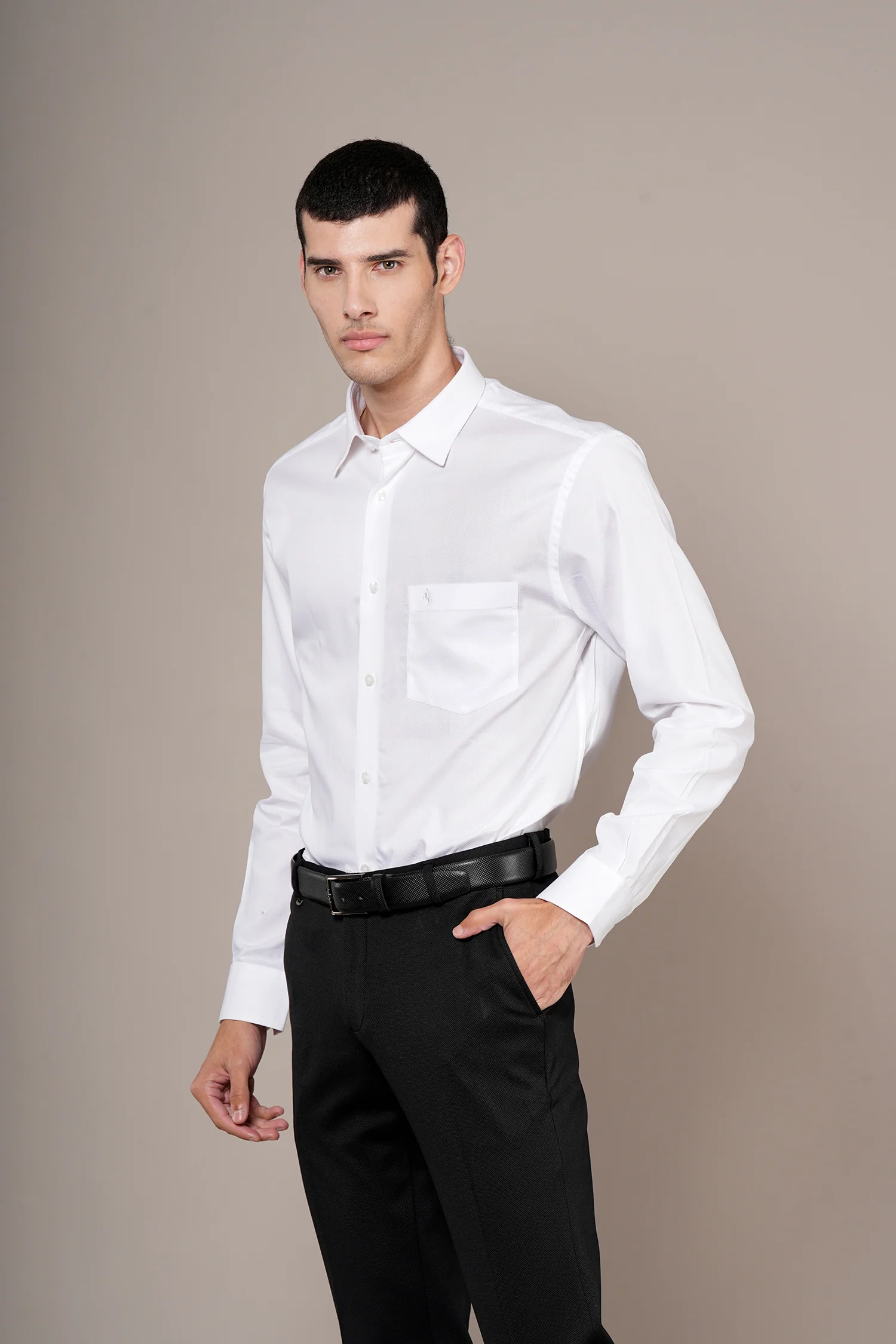 Formal Shirt for Men l Breathable & Soft with Color Fastness Regular Fit Spread Collar Neck Cotton Fabric Self Design Pattern - Image 3