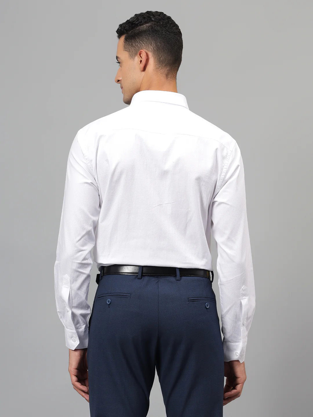 Formal Shirt for Men l Breathable & Soft with Color Fastness Regular Fit Spread Collar Neck Cotton Blend Fabric Solid Pattern - Image 3