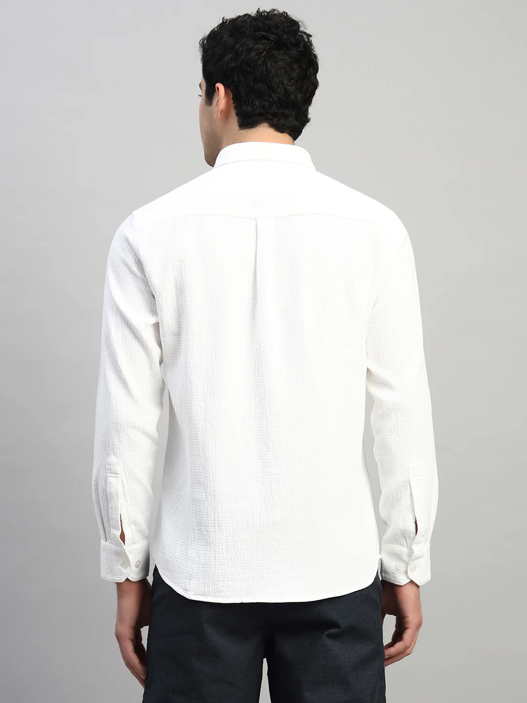 Casual Shirt for Men | Breathable & Soft with Color Fastness Regular Fit Spread Collar Neck Cotton Fabric Self Design Pattern - Image 2