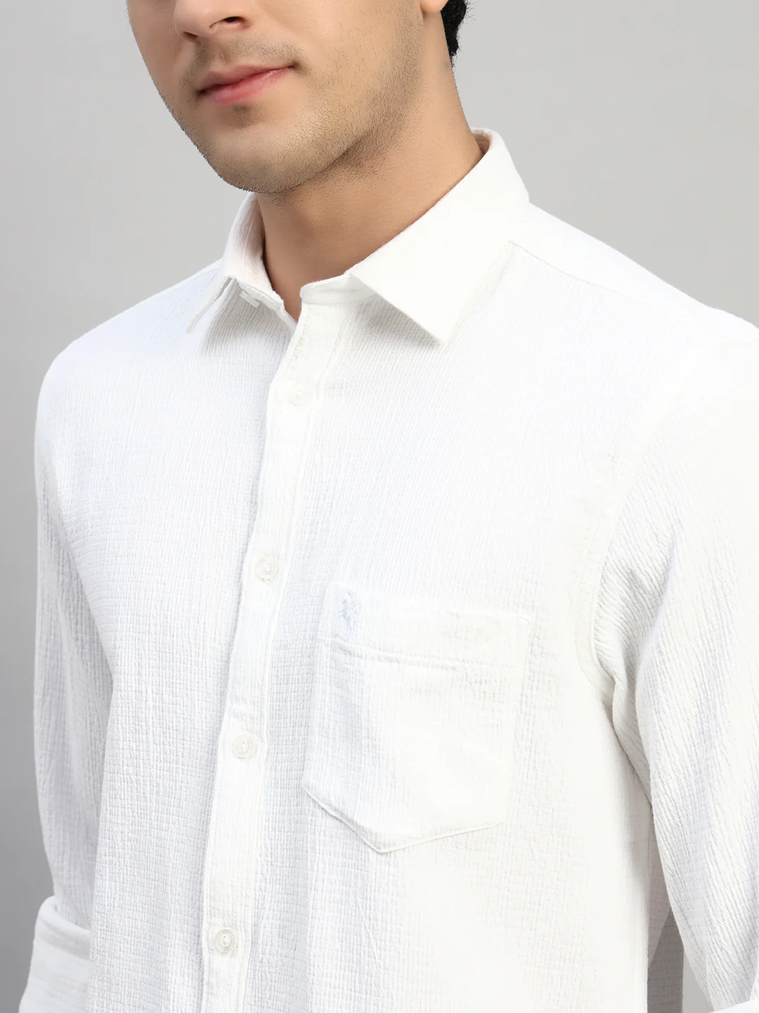 Casual Shirt for Men | Breathable & Soft with Color Fastness Regular Fit Spread Collar Neck Cotton Fabric Self Design Pattern - Image 7