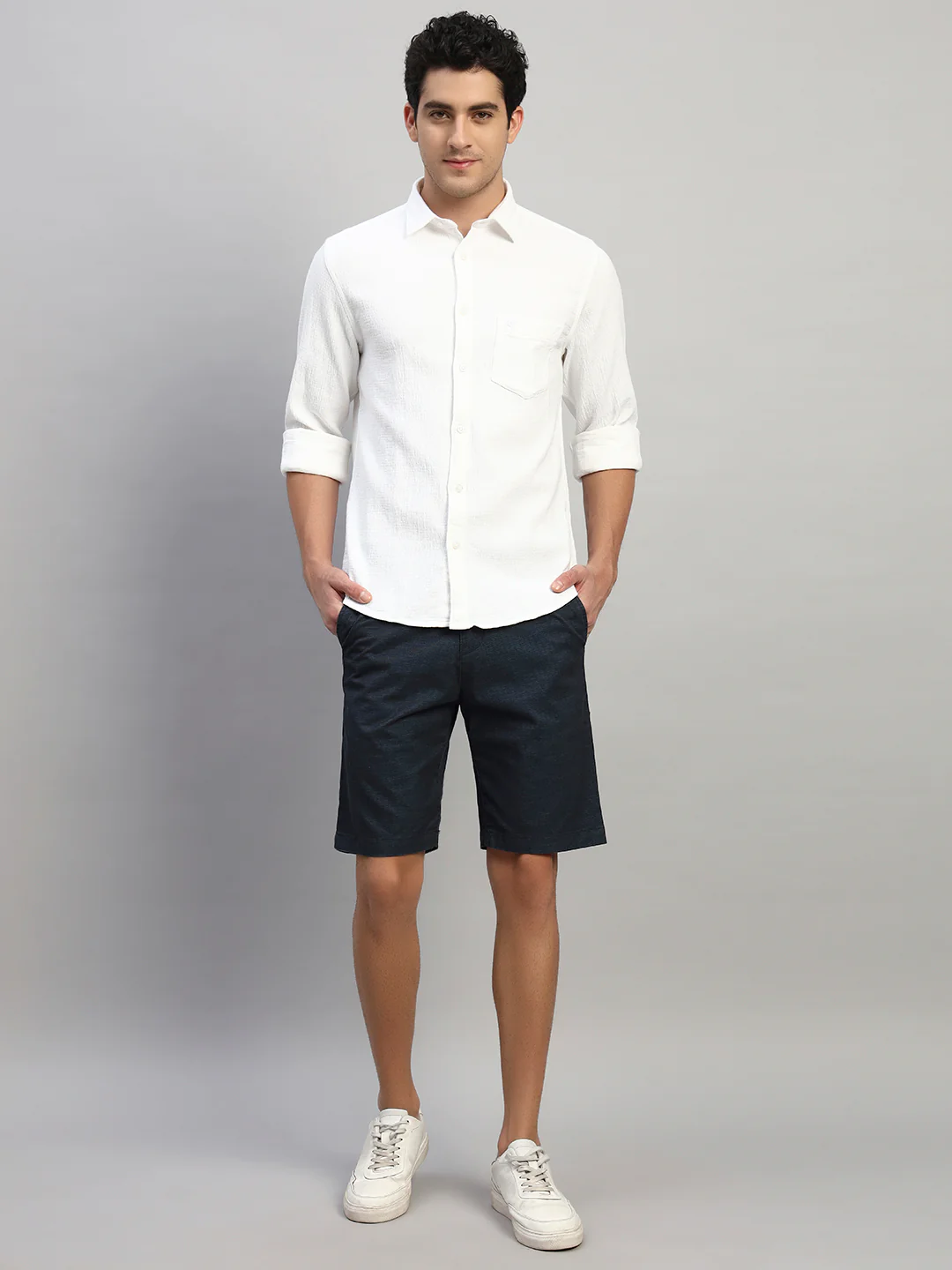 Casual Shirt for Men | Breathable & Soft with Color Fastness Regular Fit Spread Collar Neck Cotton Fabric Self Design Pattern - Image 9