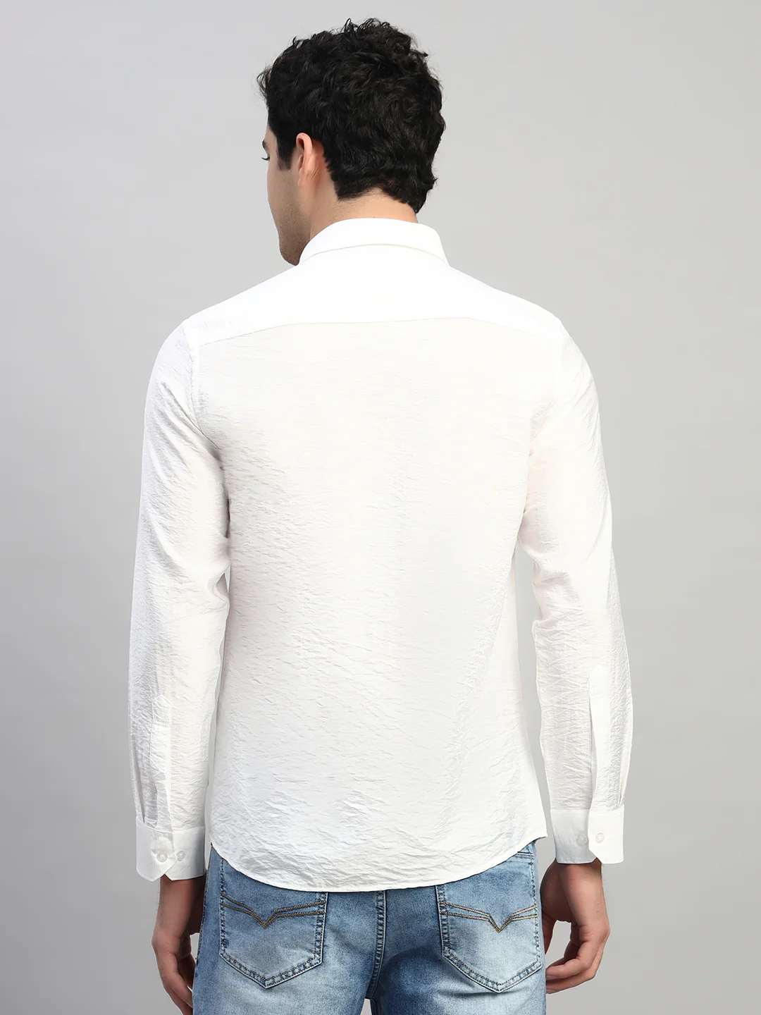 Casual Shirt for Men | Breathable & Soft with Color Fastness Regular Fit Spread Collar Neck Viscose Fabric Self Design Pattern - Image 5