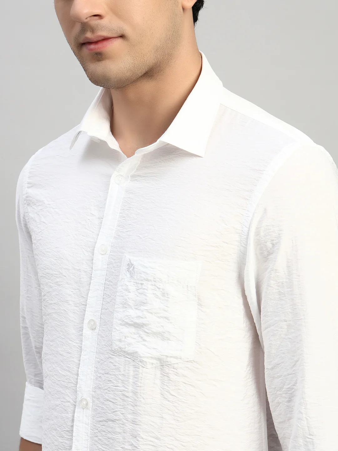 Casual Shirt for Men | Breathable & Soft with Color Fastness Regular Fit Spread Collar Neck Viscose Fabric Self Design Pattern - Image 7