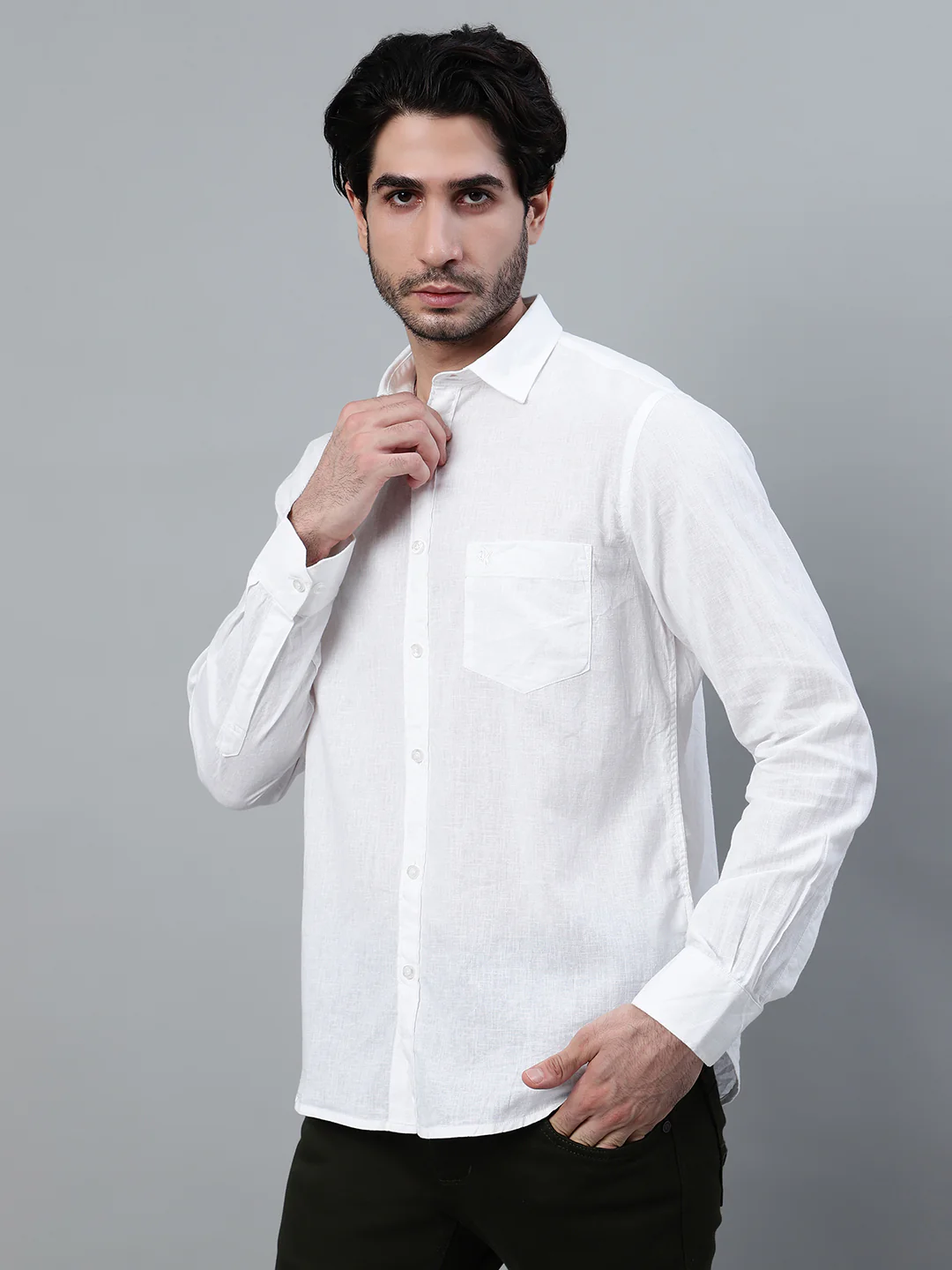 Casual Shirt for Men | Breathable & Soft with Color Fastness Regular Fit Spread Collar Neck Cotton Fabric Solid Pattern - Image 3