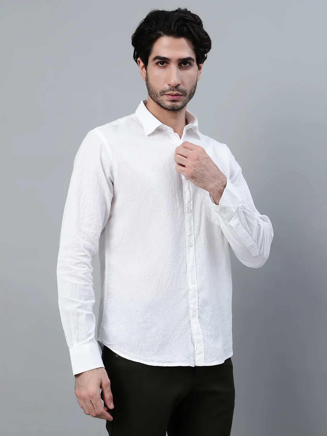 Casual Shirt for Men | Breathable & Soft with Color Fastness Regular Fit Spread Collar Neck Cotton Fabric Solid Pattern - Image 4