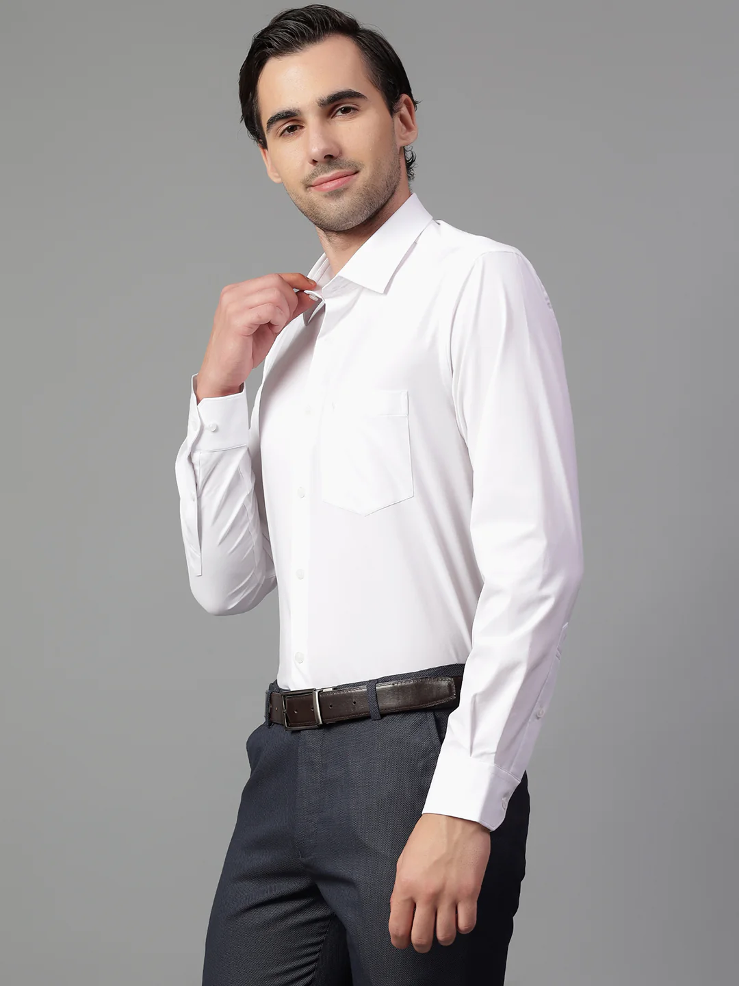Formal Shirt for Men l Breathable & Soft with Color Fastness Regular Fit Spread Collar Neck Poly Cotton Fabric Solid Pattern - Image 4