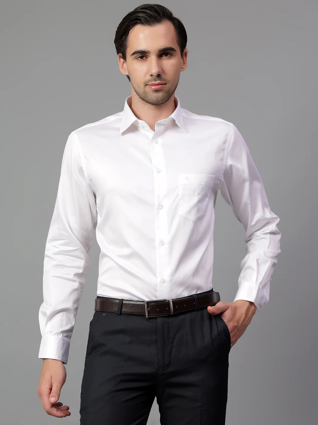 Formal Shirt for Men l Breathable & Soft with Color Fastness Regular Fit Spread Collar Neck Cotton Fabric Solid Pattern - Image 3