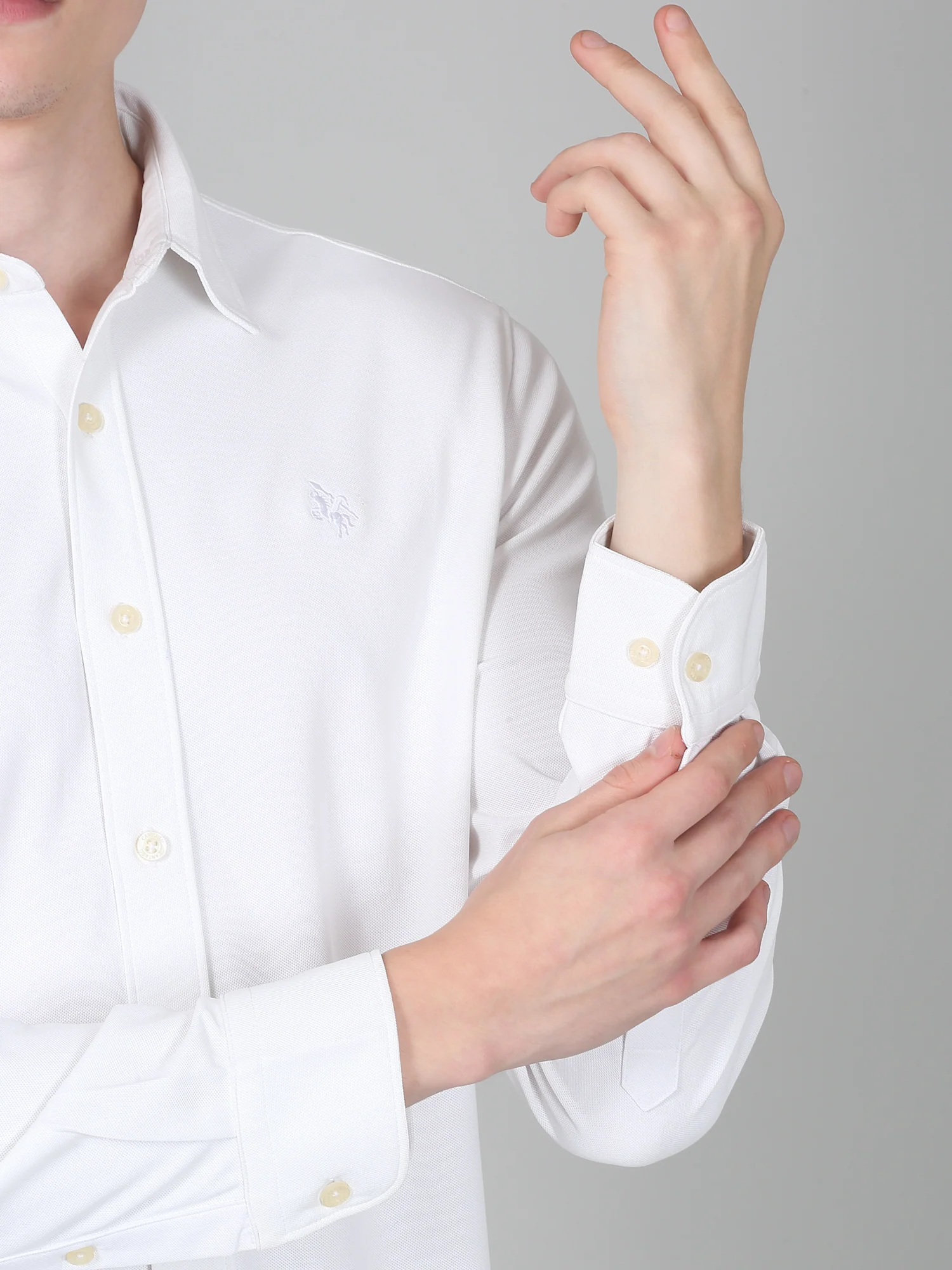 Casual Shirt for Men | Breathable & Soft with Color Fastness Regular Fit Spread Collar Neck Polyester Fabric Solid Pattern - Image 3