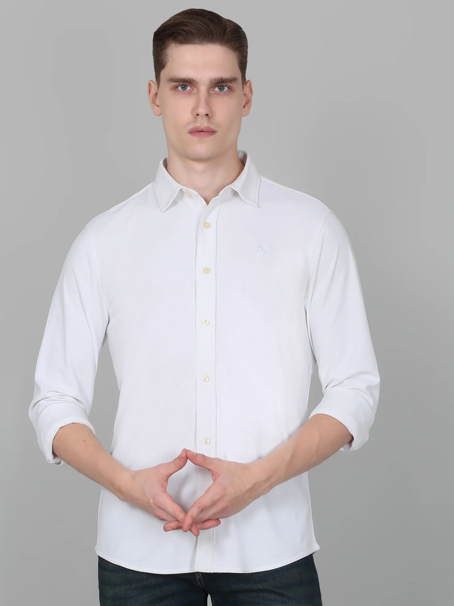 Casual Shirt for Men | Breathable & Soft with Color Fastness Regular Fit Spread Collar Neck Polyester Fabric Solid Pattern - Image 4