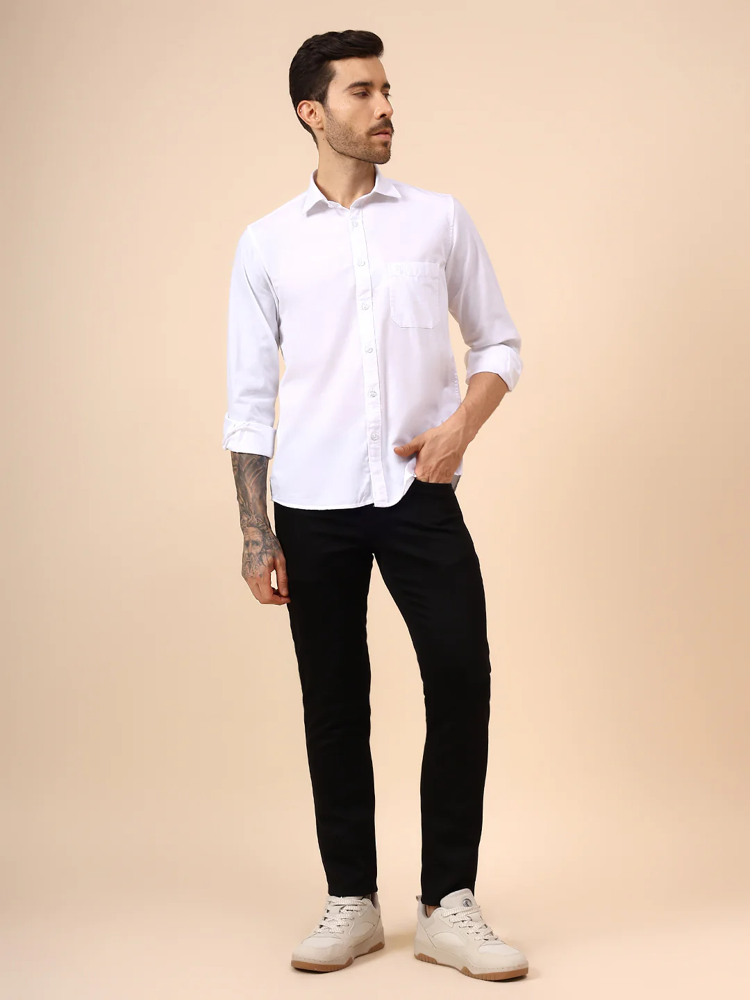 Casual Shirt for Men | Breathable & Soft with Color Fastness Regular Fit Spread Collar Neck Cotton Fabric Solid Pattern - Image 7
