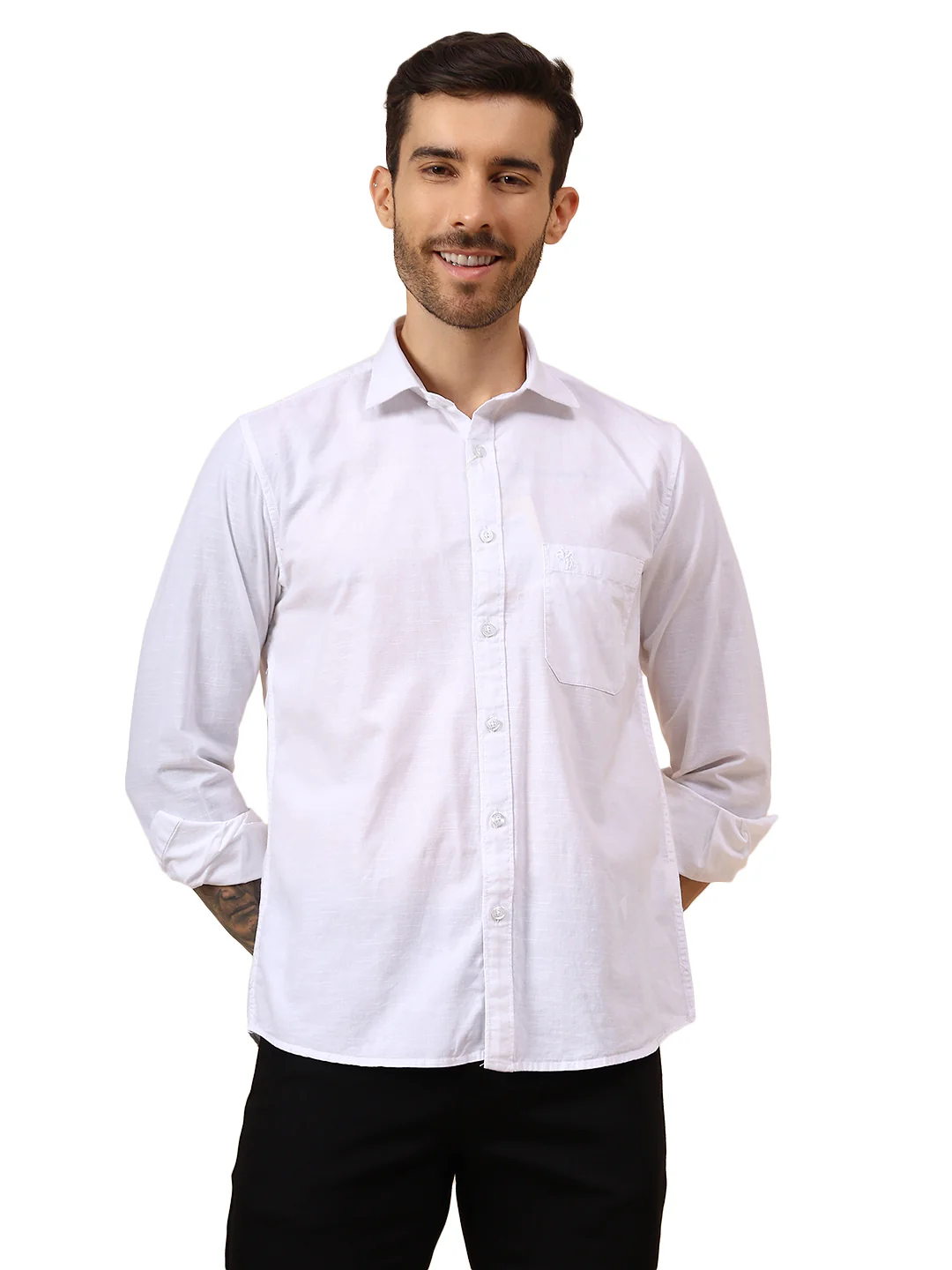 Casual Shirt for Men | Breathable & Soft with Color Fastness Regular Fit Spread Collar Neck Cotton Fabric Solid Pattern - Image 8