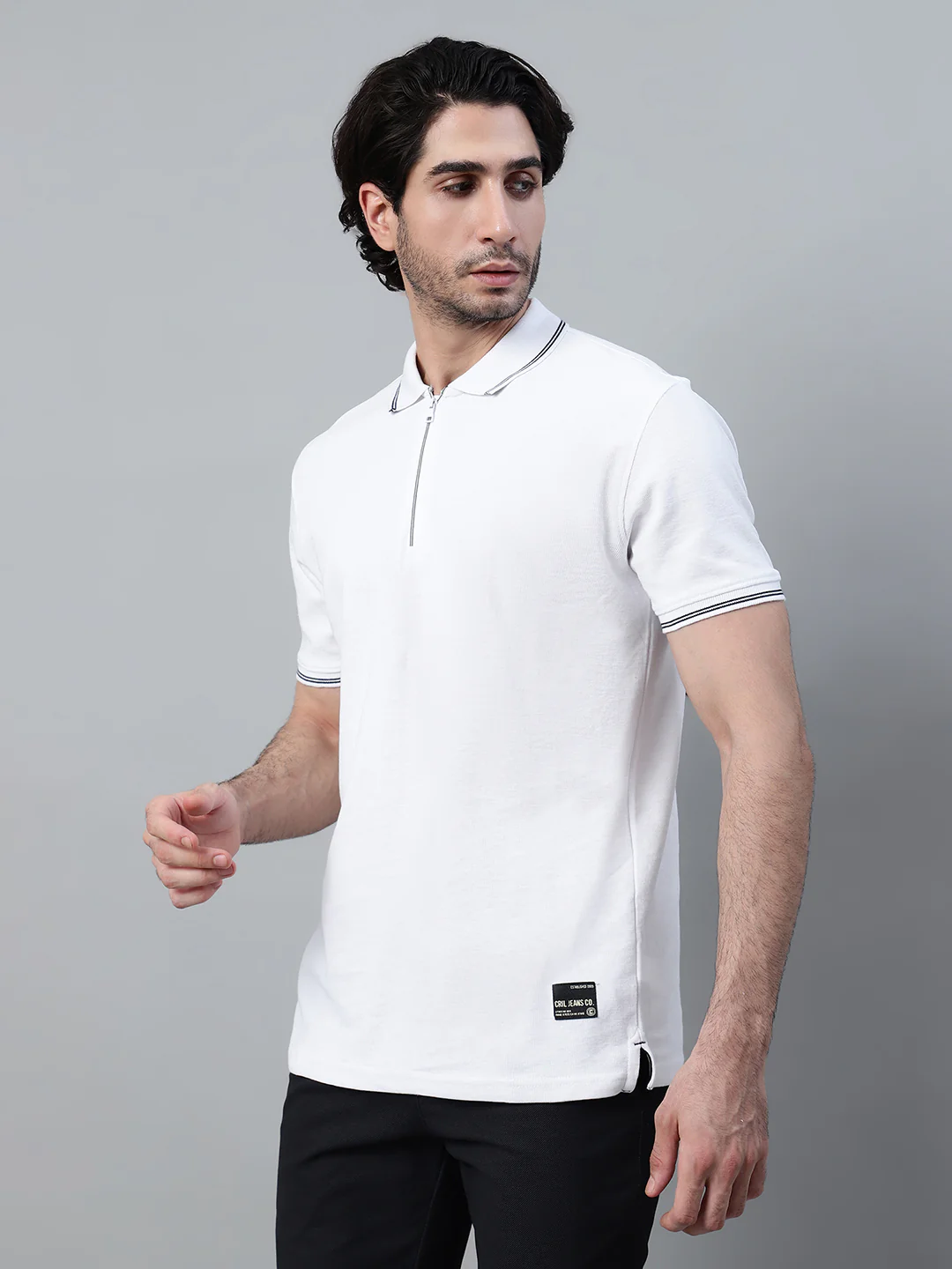 T-Shirt for Men | Breathable & Soft with Color Fastness Regular Fit Polo Neck Poly Cotton Fabric Solid Pattern - Image 3