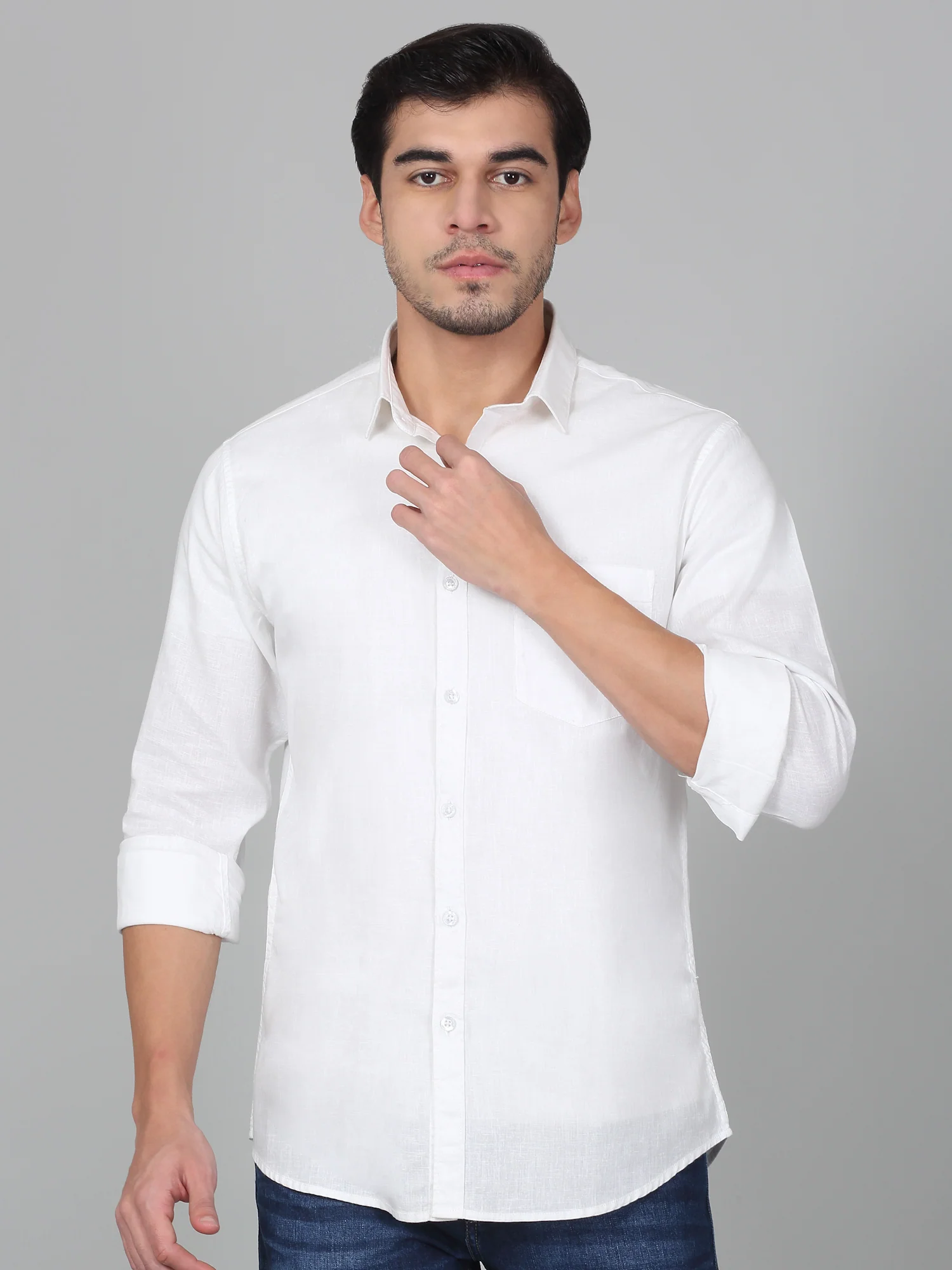 Casual Shirt for Men | Breathable & Soft with Color Fastness Regular Fit Spread Collar Neck Cotton Fabric Solid Pattern - Image 4