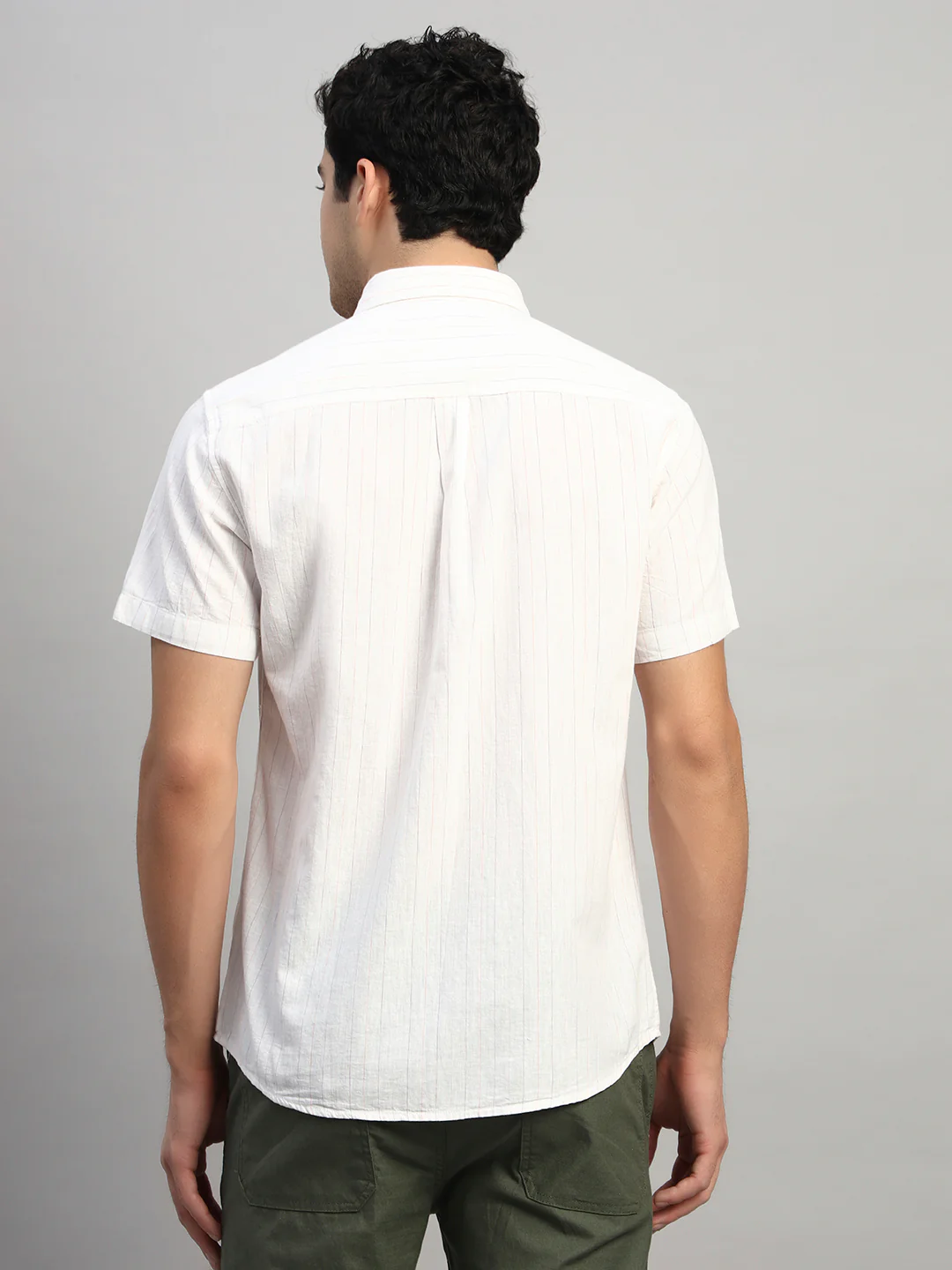 Casual Shirt for Men | Breathable & Soft with Color Fastness Regular Fit Spread Collar Neck Cotton Fabric Striped Pattern - Image 4