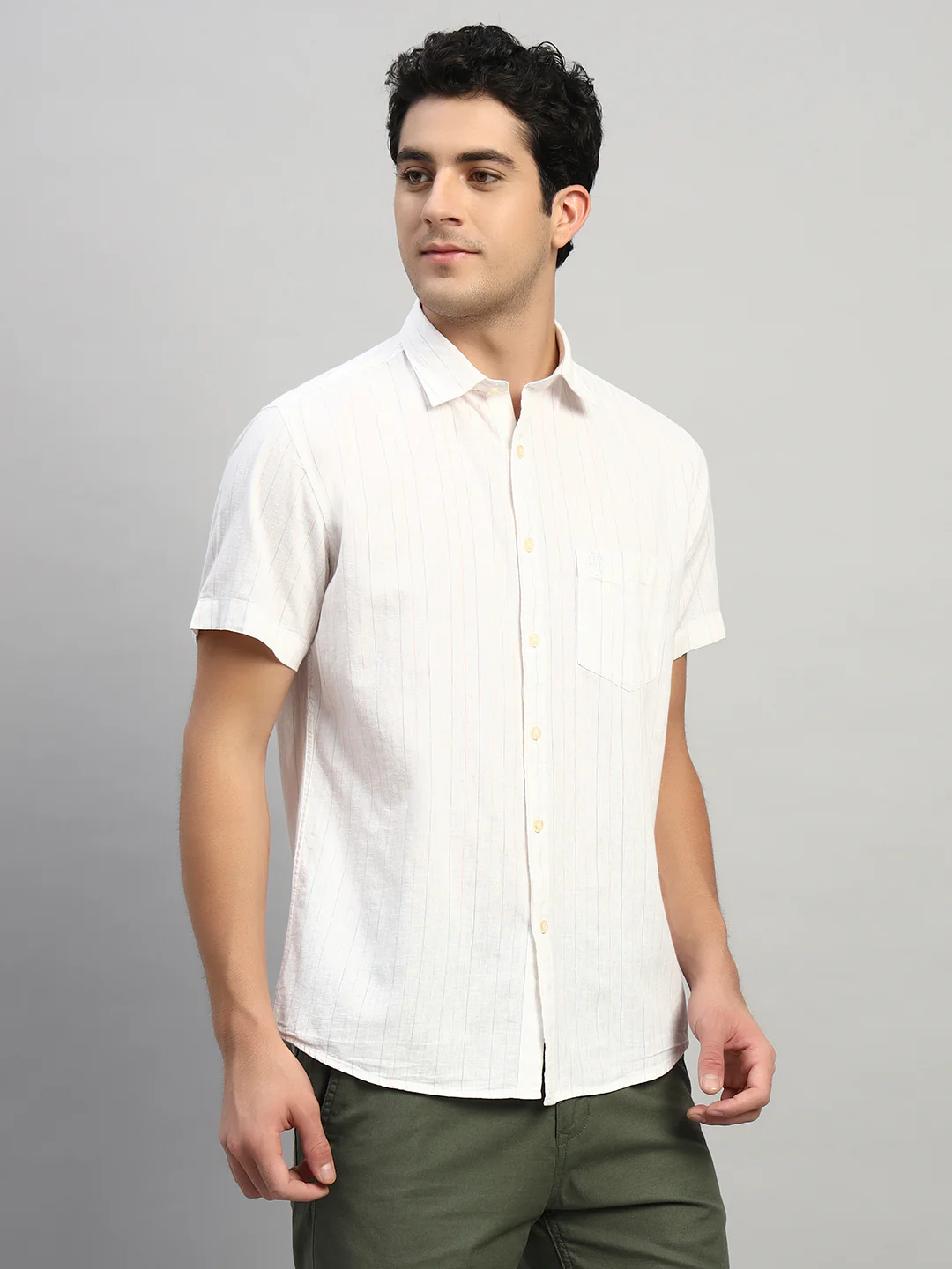 Casual Shirt for Men | Breathable & Soft with Color Fastness Regular Fit Spread Collar Neck Cotton Fabric Striped Pattern - Image 6