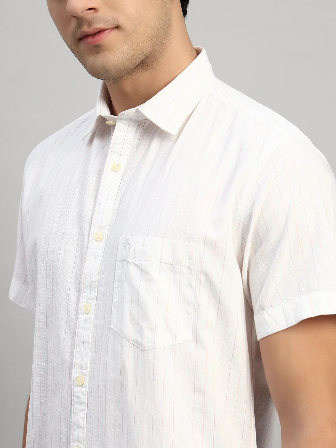 Casual Shirt for Men | Breathable & Soft with Color Fastness Regular Fit Spread Collar Neck Cotton Fabric Striped Pattern - Image 7