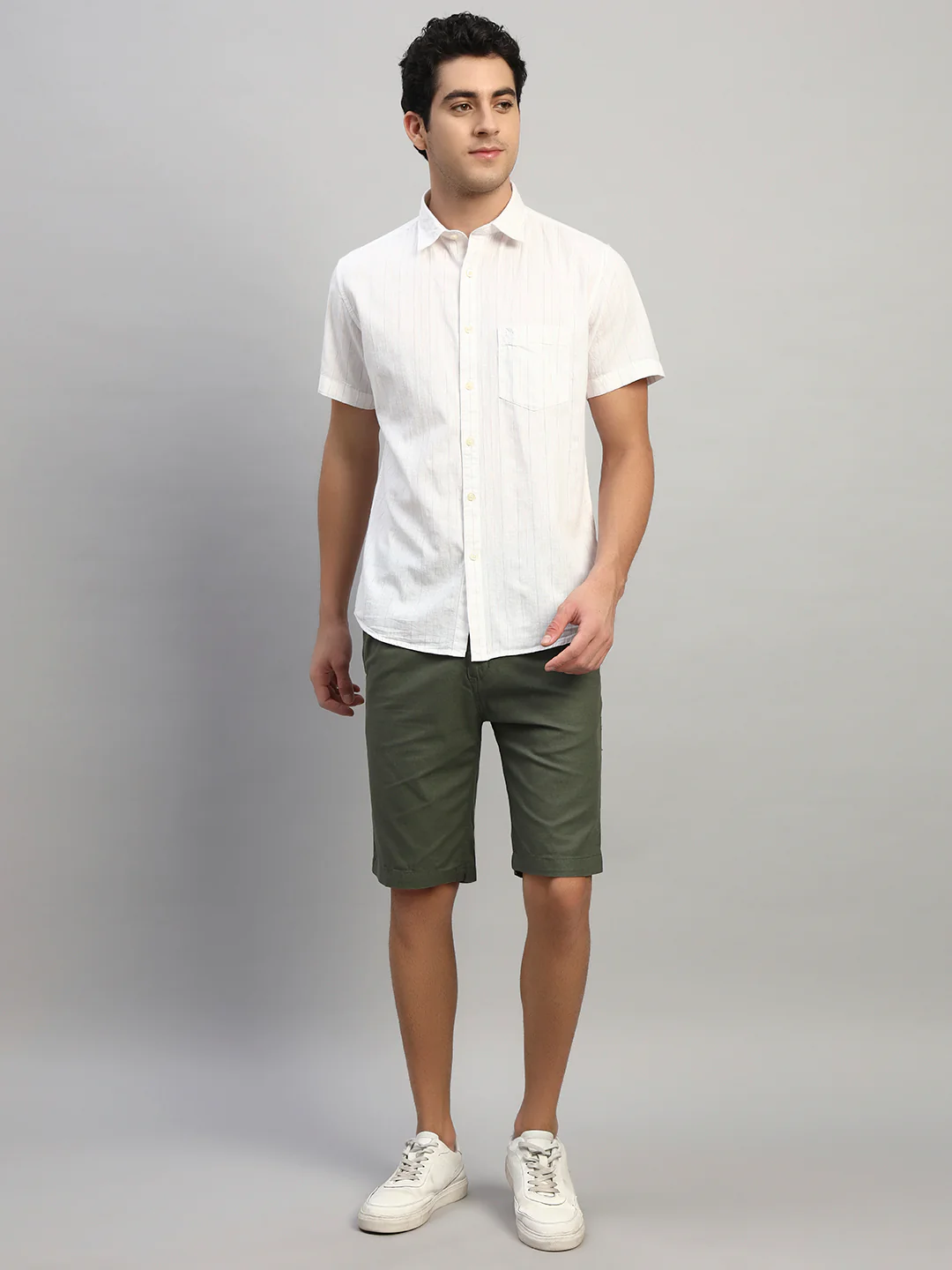 Casual Shirt for Men | Breathable & Soft with Color Fastness Regular Fit Spread Collar Neck Cotton Fabric Striped Pattern - Image 9