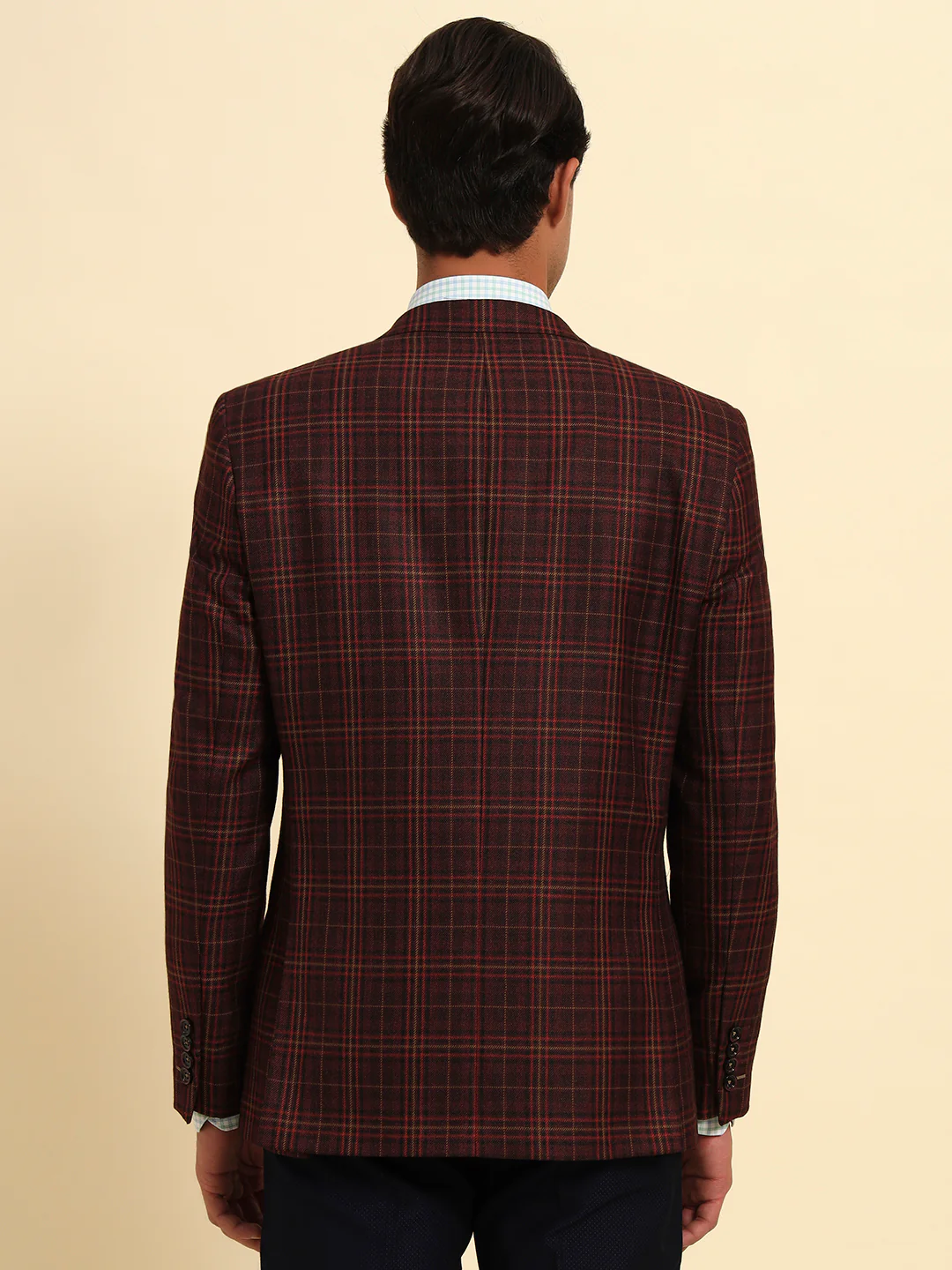 Blazer for Men | Premium Formal Blazer Slim Fit Notched Collar Poly Viscose Fabric Checkered Pattern - Image 7