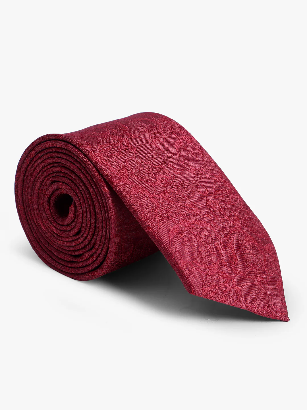 Men's Wine Printed Tie With Pocket Square Set - Image 3