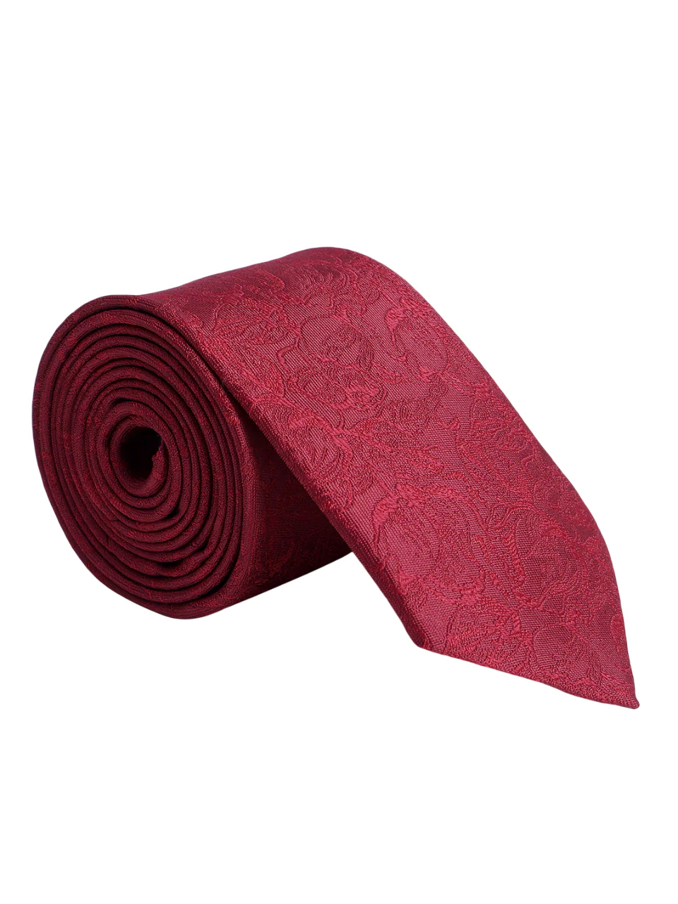 Men's Wine Printed Tie With Pocket Square Set - Image 4