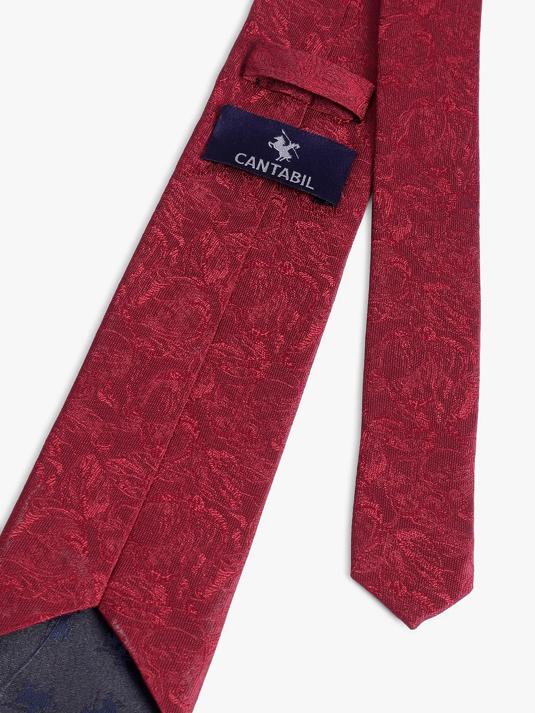 Men's Wine Printed Tie With Pocket Square Set - Image 6