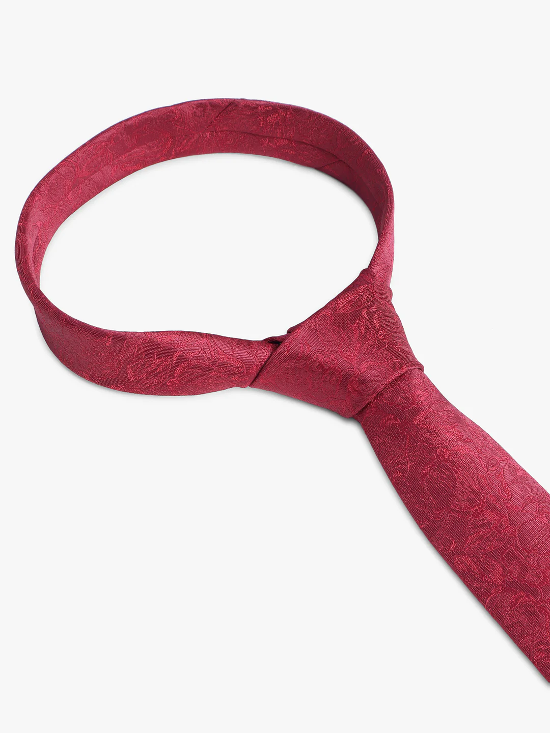 Men's Wine Printed Tie With Pocket Square Set - Image 7